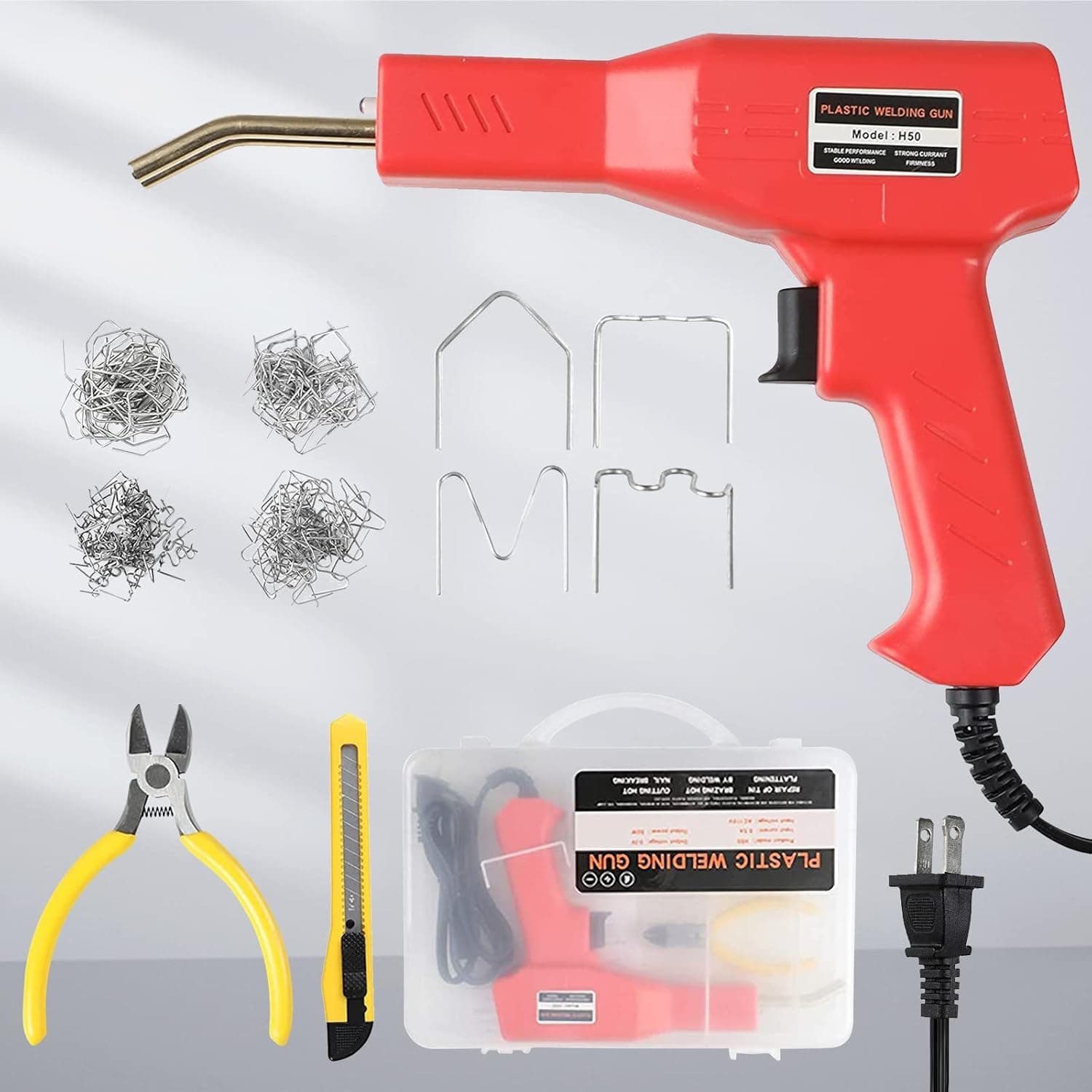 2022 New Plastic Welder, Portable Hot Stapler Gun Plastic Welding Kit, Car Plastic Bumper Repair Welder Soldering Gun Kit for Industry/Home/DIY Welder Specialized Welding Kit with 200PCS Staples