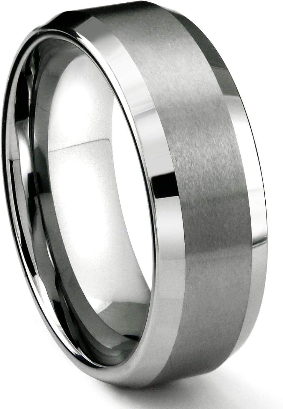 8MM Tungsten Metal Men's Wedding Band Ring in Comfort Fit and Matte Finish Size 7-16
