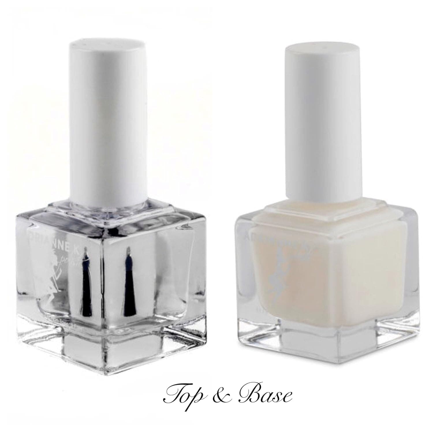 ADRIANNE K TOP+BASE COAT NOURISHING DUO MANICURE SET. NONTOXIC NAIL POLISH FOR STRONG NAILS. QUICK DRY! .51 FL OZ