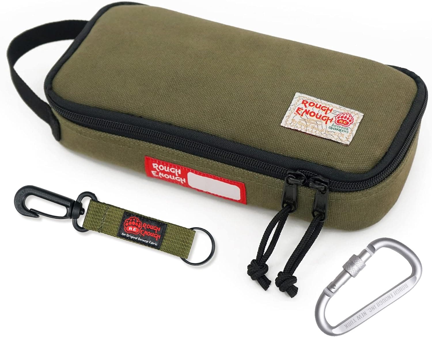 Rough Enough Small Tool Pouch Bag Canvas Large Pencil Case Box for Boys Men EDC Organizer Storage for School Art Supplies with Zipper Handle