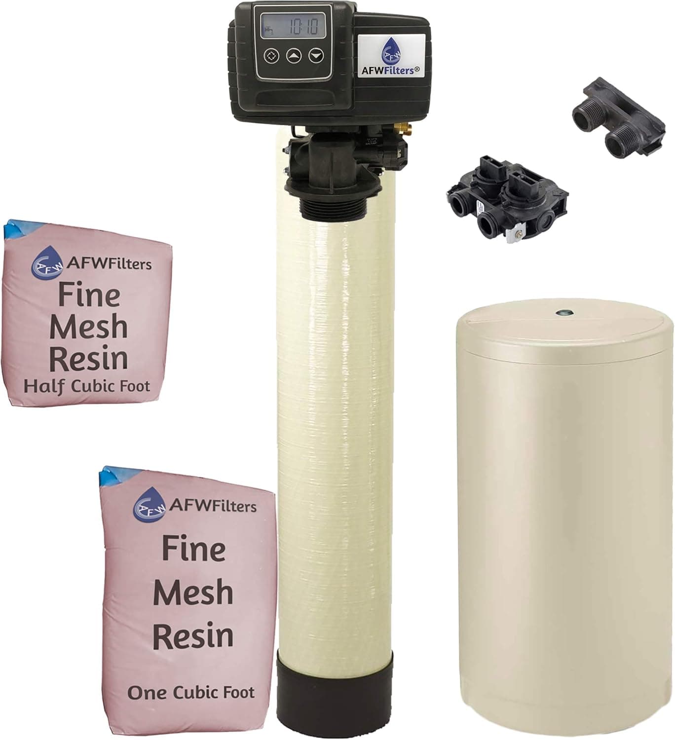 IRON Pro 2 Combination water softener iron filter Fleck 5600SXT digital metered valve for whole house (48,000 Grains, Almond)
