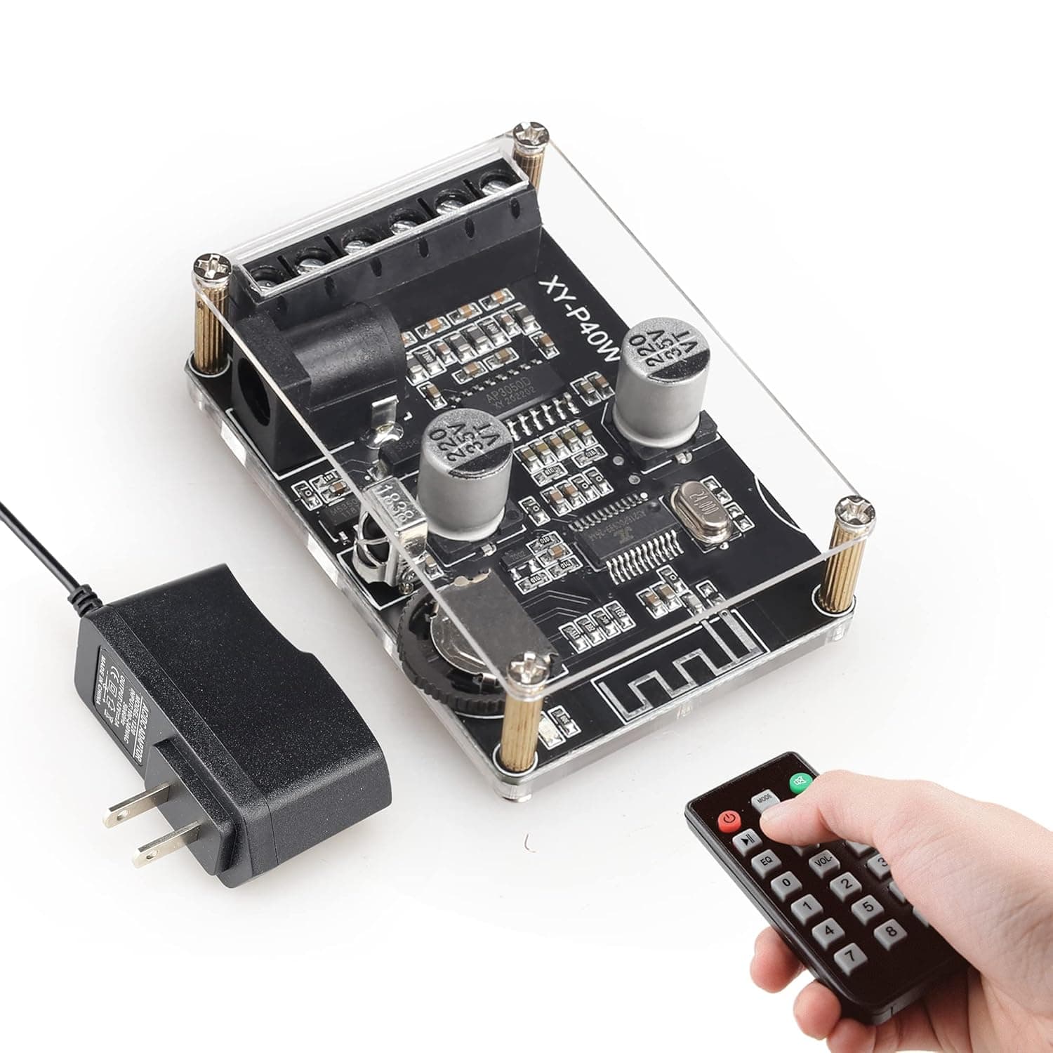 UWAYKEY XY-P40W Bluetooth Power Amplifier Board with A 12V/2A DC Power Supply, Can Be Controlled by Remote Controller for Home theaters and DIY Bluetooth Speakers