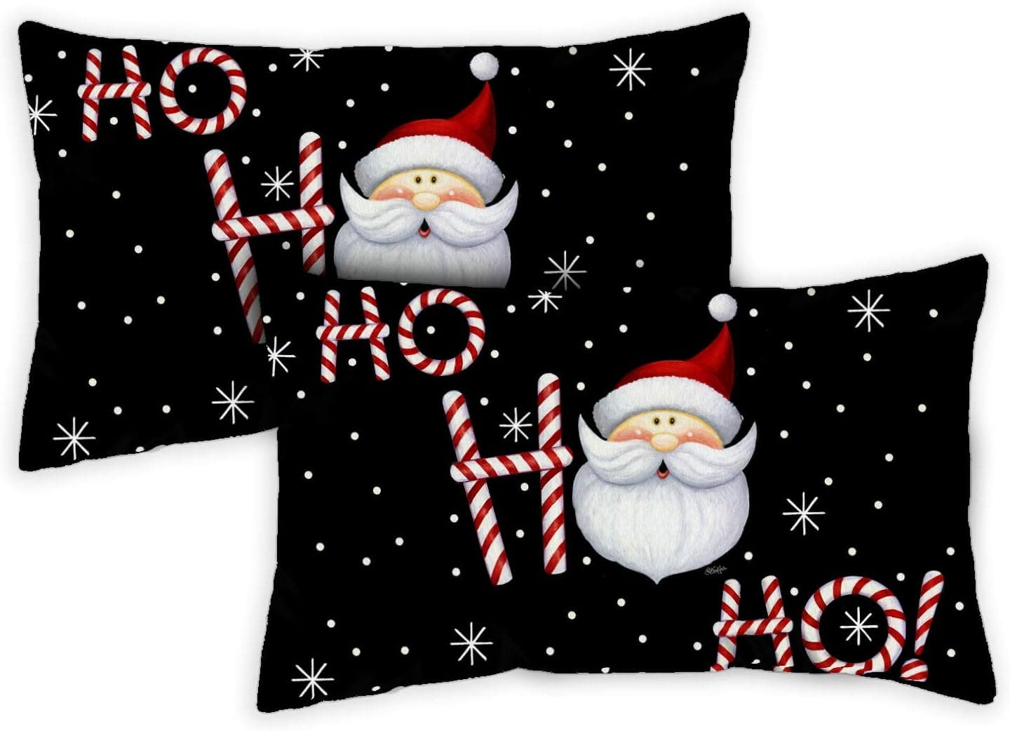Toland Home Garden 771245 Set of 2 Ho Ho Ho Santa Winter Pillow Covers 12x18 Inch Christmas Outdoor Lumbar Indoor Decorative Throw Pillows