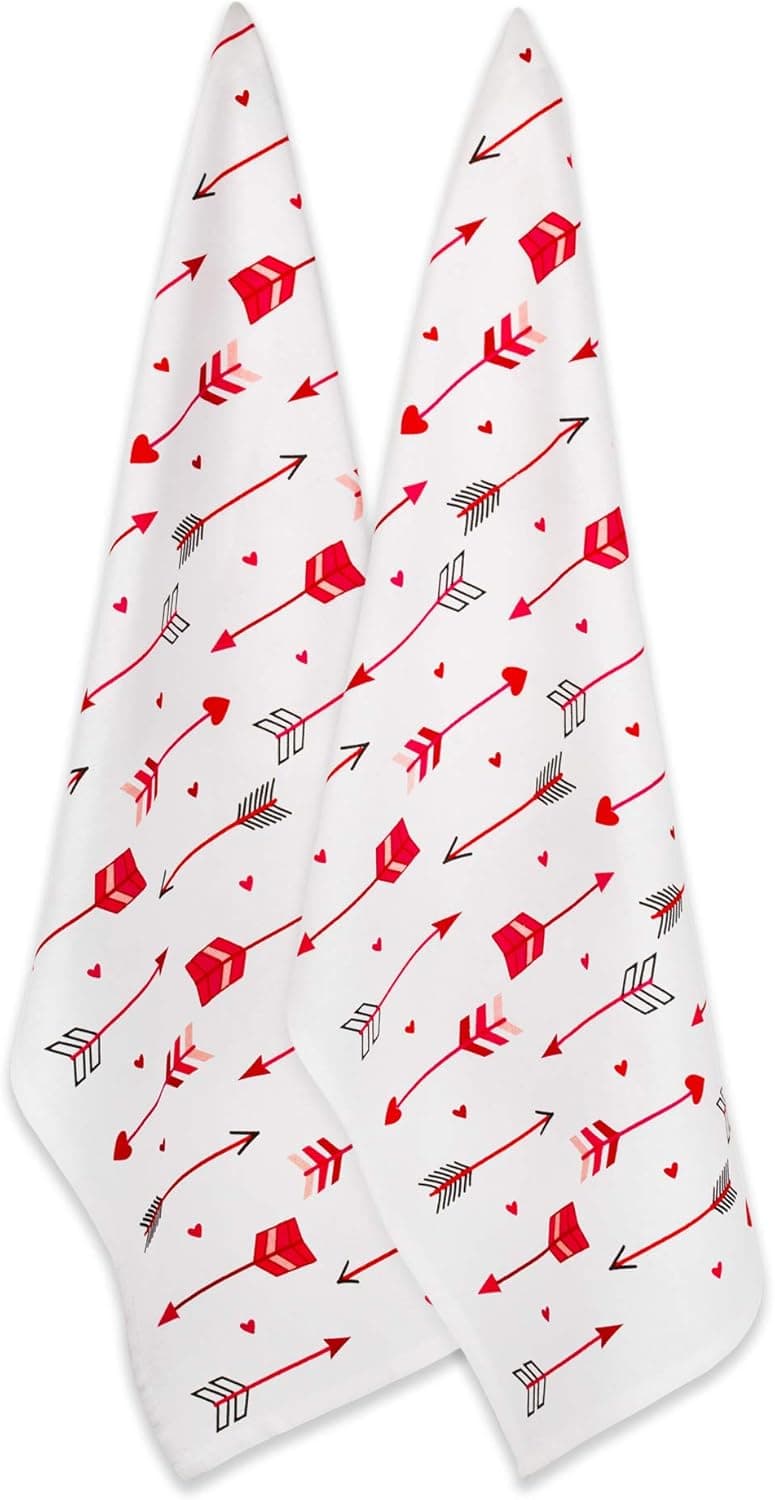 DII Valentine's Day Collection Kitchen, Dishtowel Set, 18X28", Arrow Collage, 2 Piece