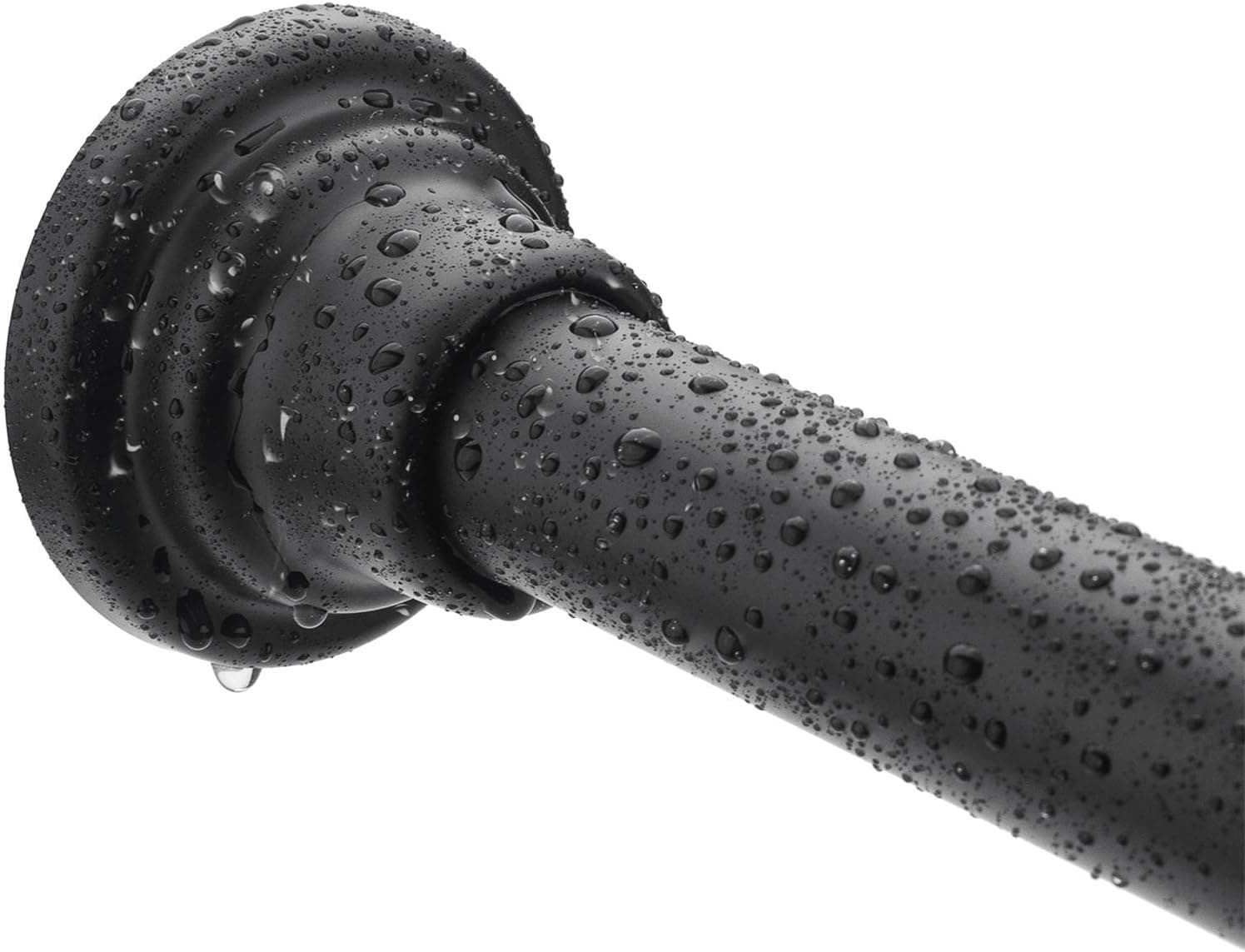 AmazerBath Shower Curtain Rod, 201 Stainless Steel Adjustable Spring Tension Curtain Rod, Rust-Resistant Curtain Rod Bathroom Rod, 54-90 Inches (Black)