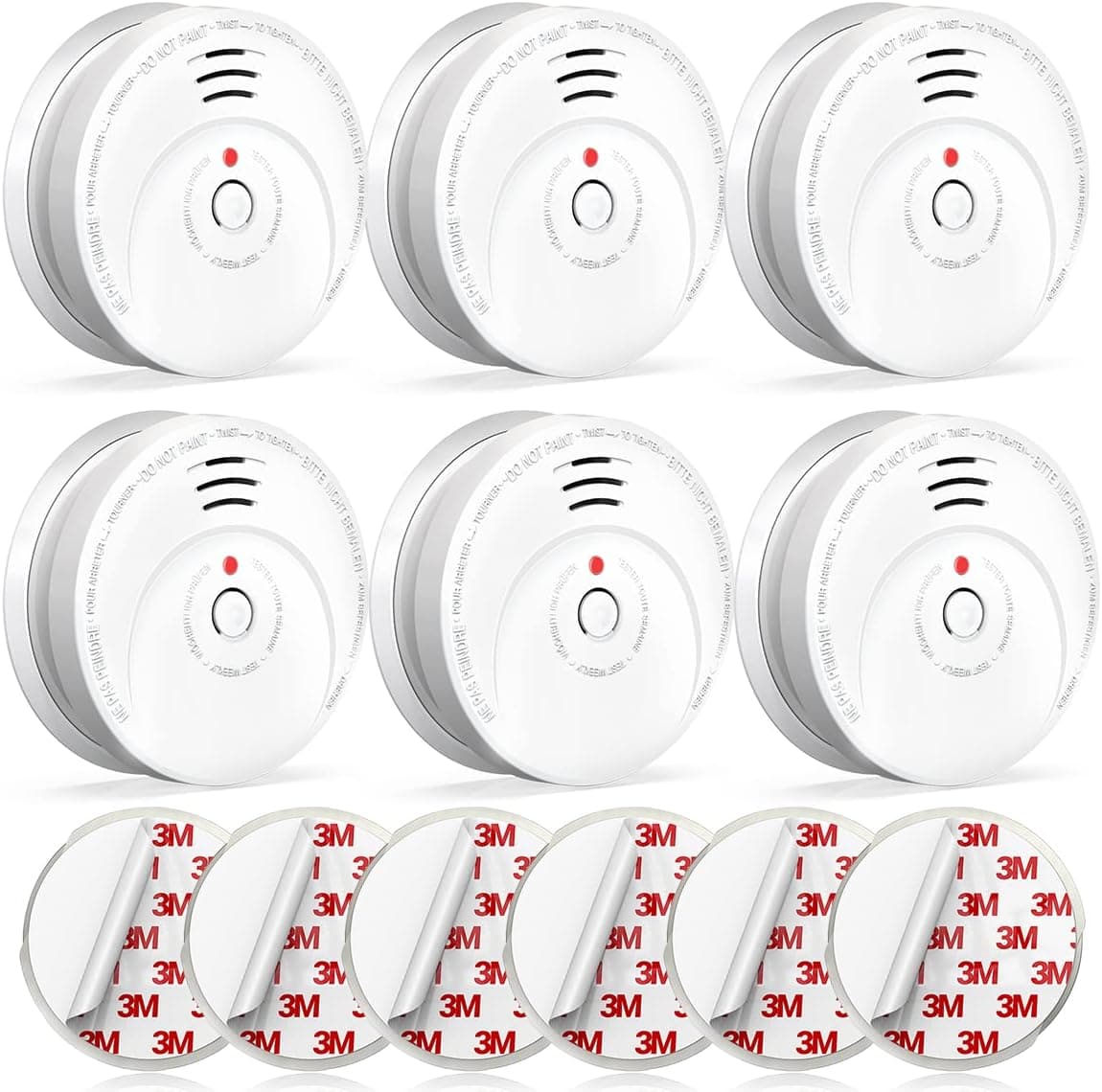 𝑱𝒆𝒎𝒂𝒚 Smoke Detector, Smoke Alarm with Advanced Photoelectric Technology, Smoke Detector with Test Button and Low Battery Reminder, Fire Alarm with Battery Backup Used in Home, AW106, 6 Packs
