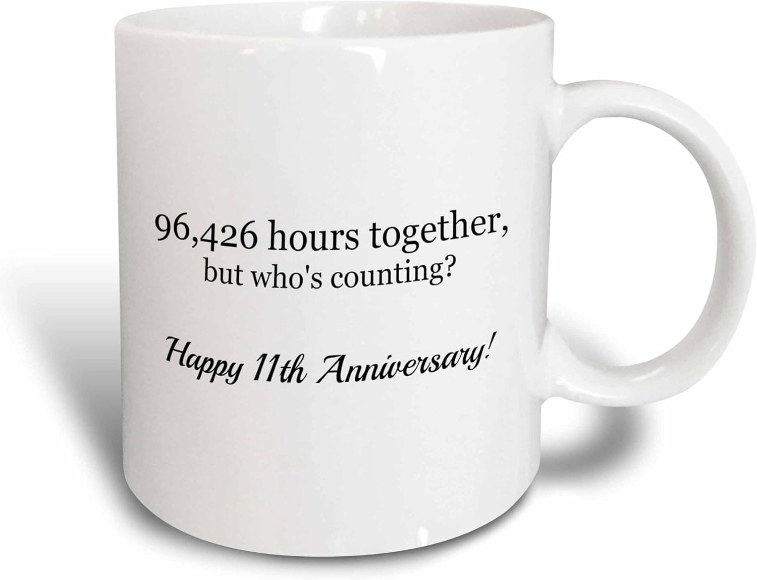 3dRose BrooklynMeMe Anniversary - Happy 11th Anniversary - 96426 hours together - 11oz Two-Tone Blue Mug