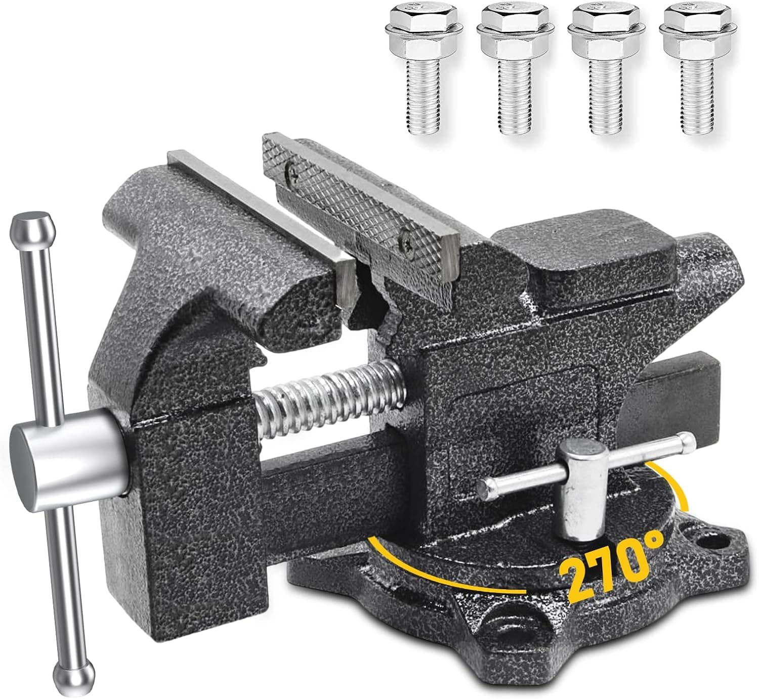 Bench Vise, 4-1/2" Heavy Duty Bench Vice, Vice for Workbench - Multi-jaw with Swivel Base - Table Vise with Anvil, Forged Steel Bench Pipe Home Vise for Woodworking,Home Workshop and DIY Jobs