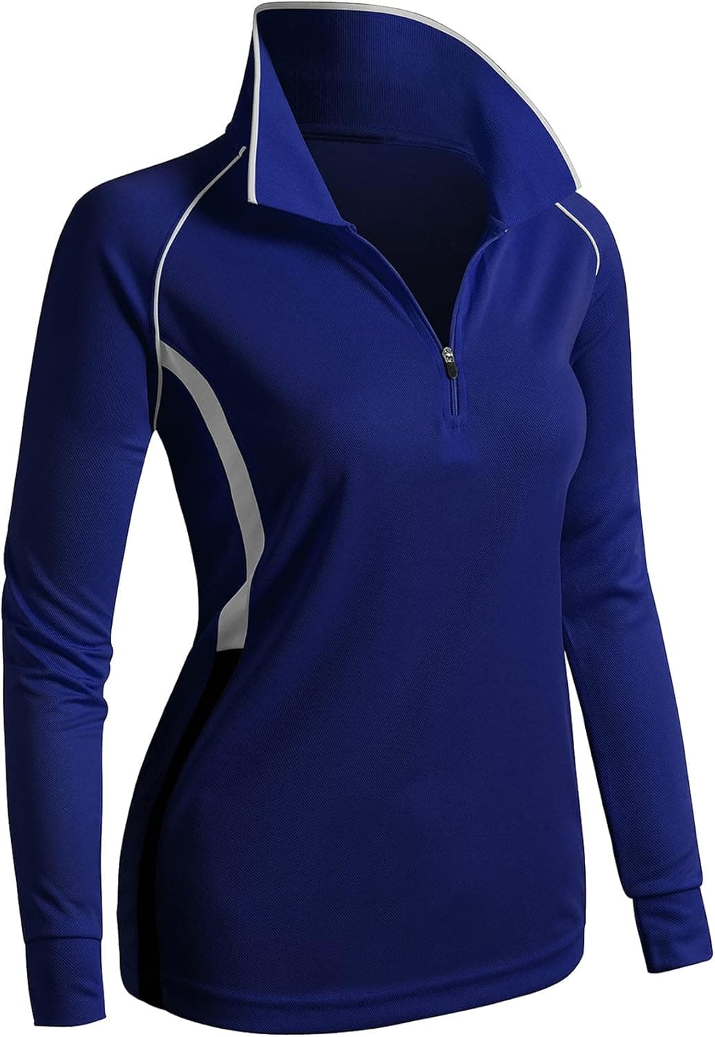 CLOVERY Women's ActiveWear POLO Shirt Long Sleeve Zipup