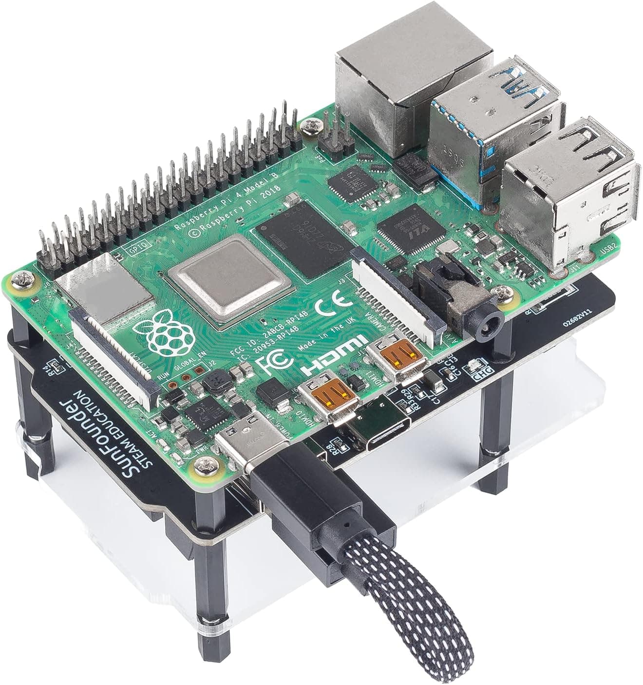 SunFounder Raspberry Pi UPS Power Supply Module V2.0 Supports Pass Through Charging, 5V/3A Lithium Battery Power Pack Expansion Board Compatible with Raspberry Pi 4, 3 and All Model B/B+