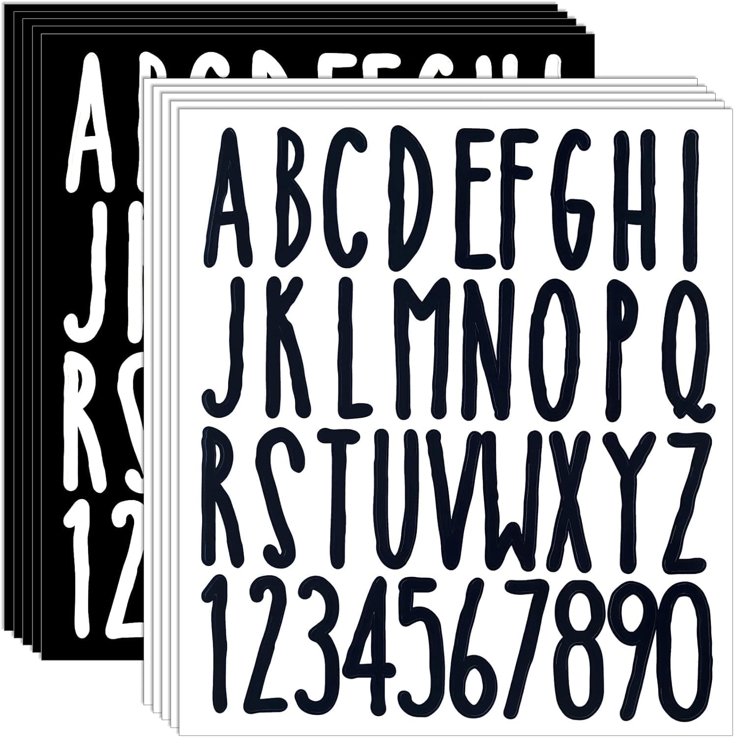 Waynoda 360 Pieces 10 Sheets Vinyl Letter Stickers Self-Adhesive Alphabet Numbers Kit Stickers Mailbox Numbers Sticker letters for Mailbox, Signs, Window, Door, Home, Business, Address Number(Black and White,2 Inch)