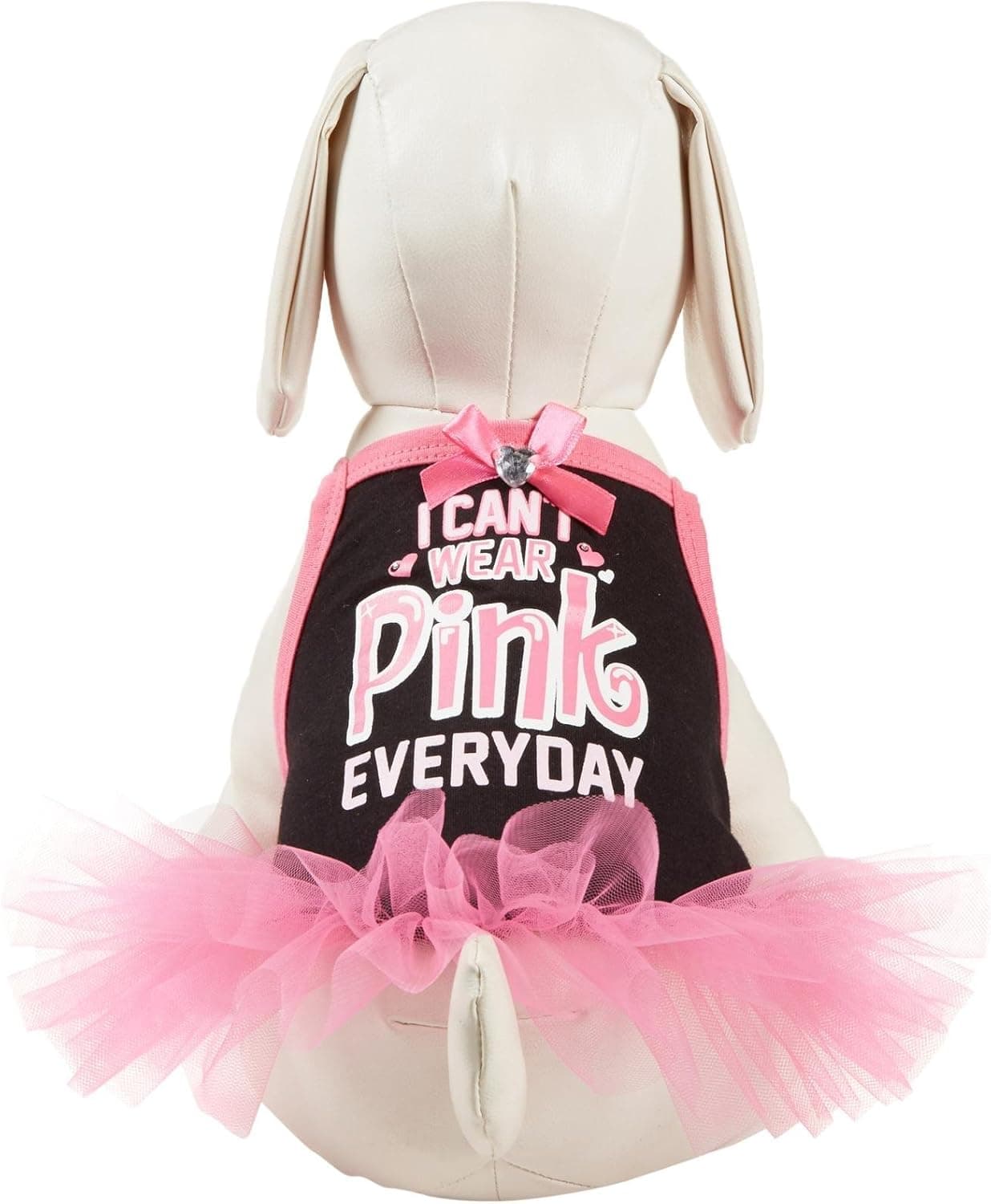 SimplyDog I Can't Wear Everyday Strappy Dog Dress - Black and Pink - Small