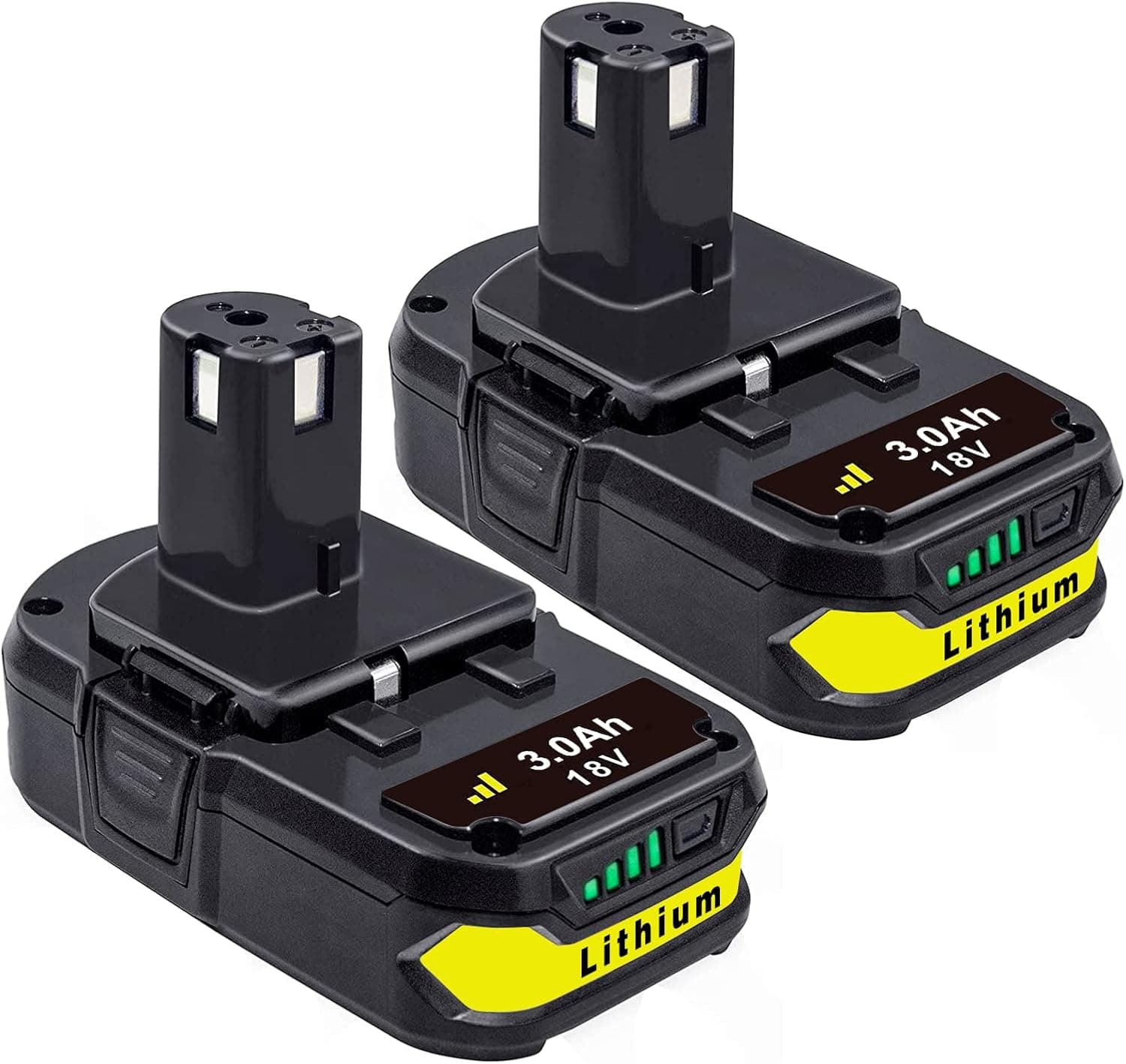 DTK 2Packs 3.0Ah Battery Replacement for Ryobi 18V ONE+ Battery P104 P105 P102 P103 P107 18V Lithium Battery