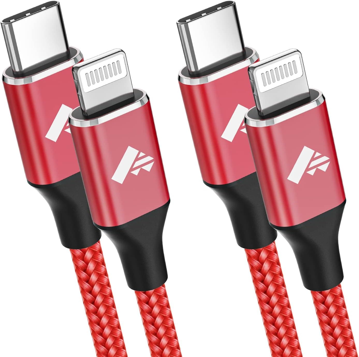 Aiminu USB C to Lightning Cable 6ft 2Pack, Fast iPhone Charger MFi Certified Power USB C iPhone Cable Braided Type C iPhone Charging Cord for iPhone 13 12 11 Pro Max X XS XR 8 7 6s Plus SE, iPad-Red
