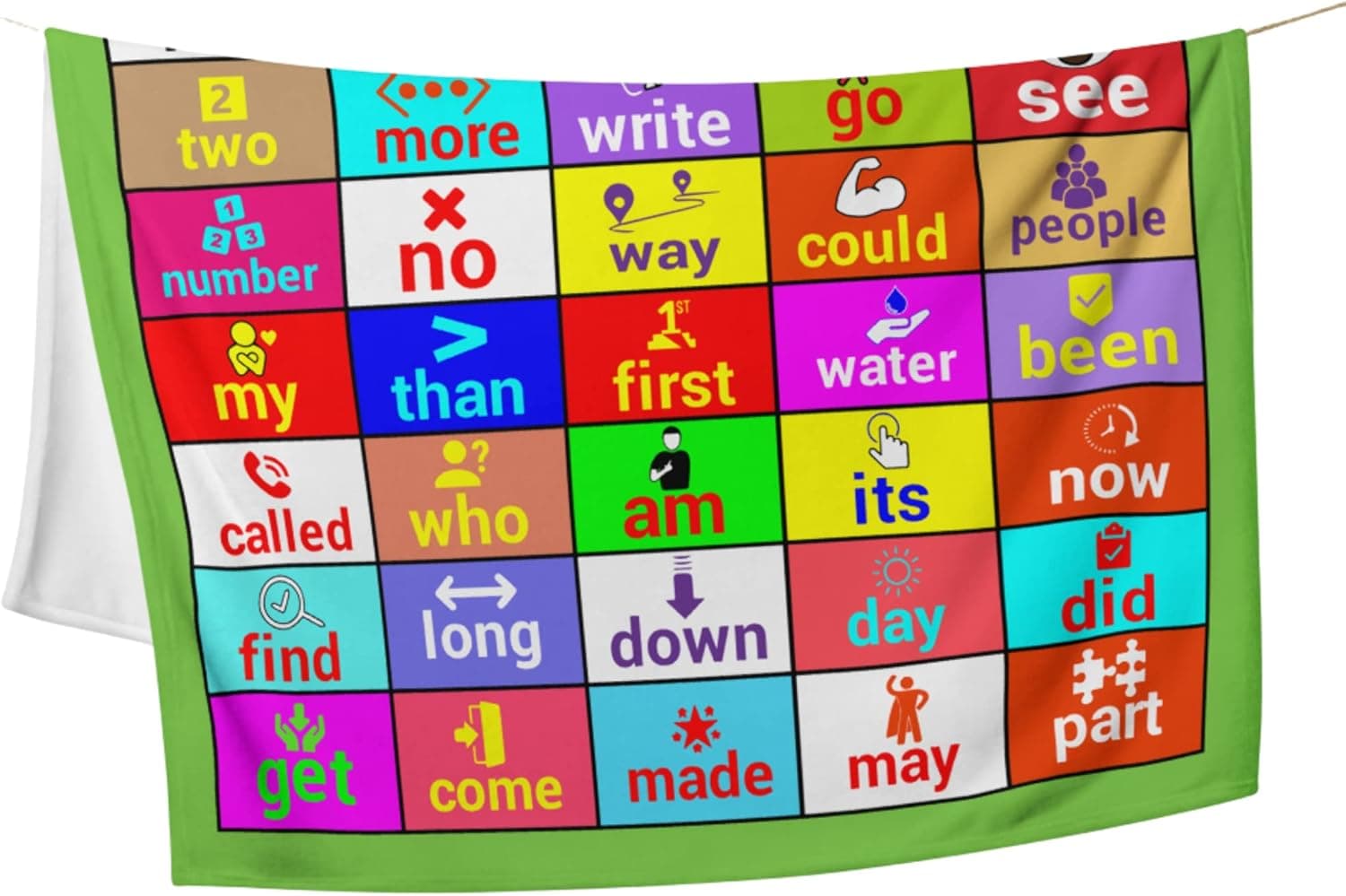 Frazzels Blanket Decorated with Sight Words from Fry - 51 to 100-50" x 60"