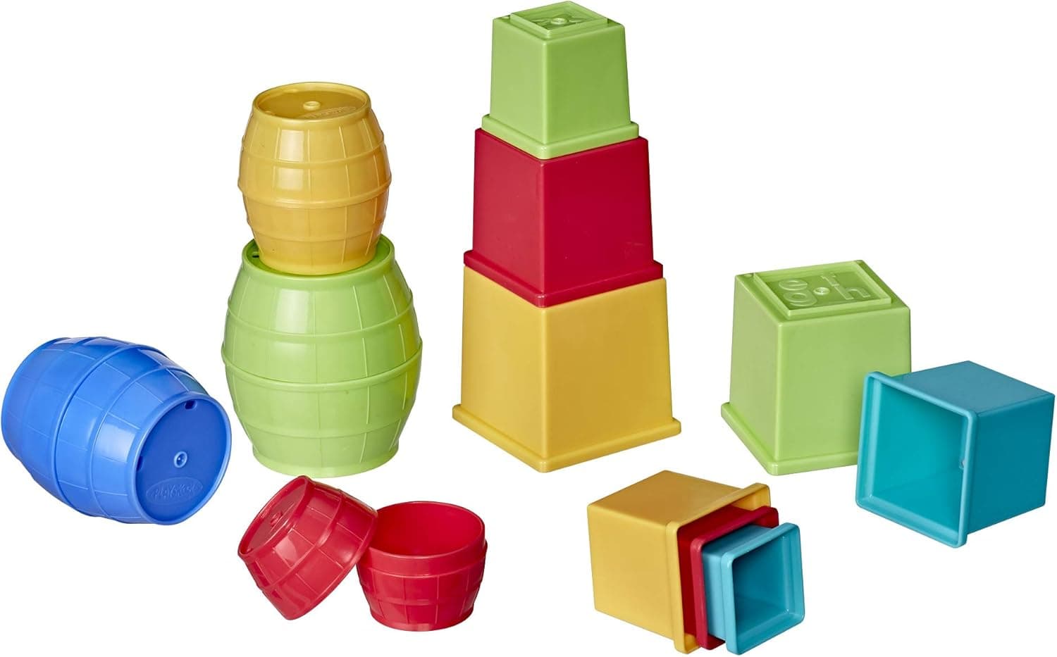 Playskool Stack and Nest Barrels and Blocks Bundle Toy for Babies and Toddlers 1 Year and Up, 16 Piece Set (Amazon Exclusive)