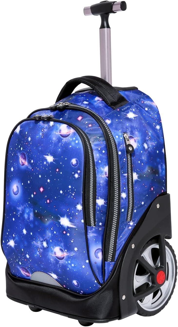 Smart Big Wheel Rolling School Bag 19 Inch Roller Bookbag for 15.6 Laptop for Girl Boy Wheeled Computer Bag