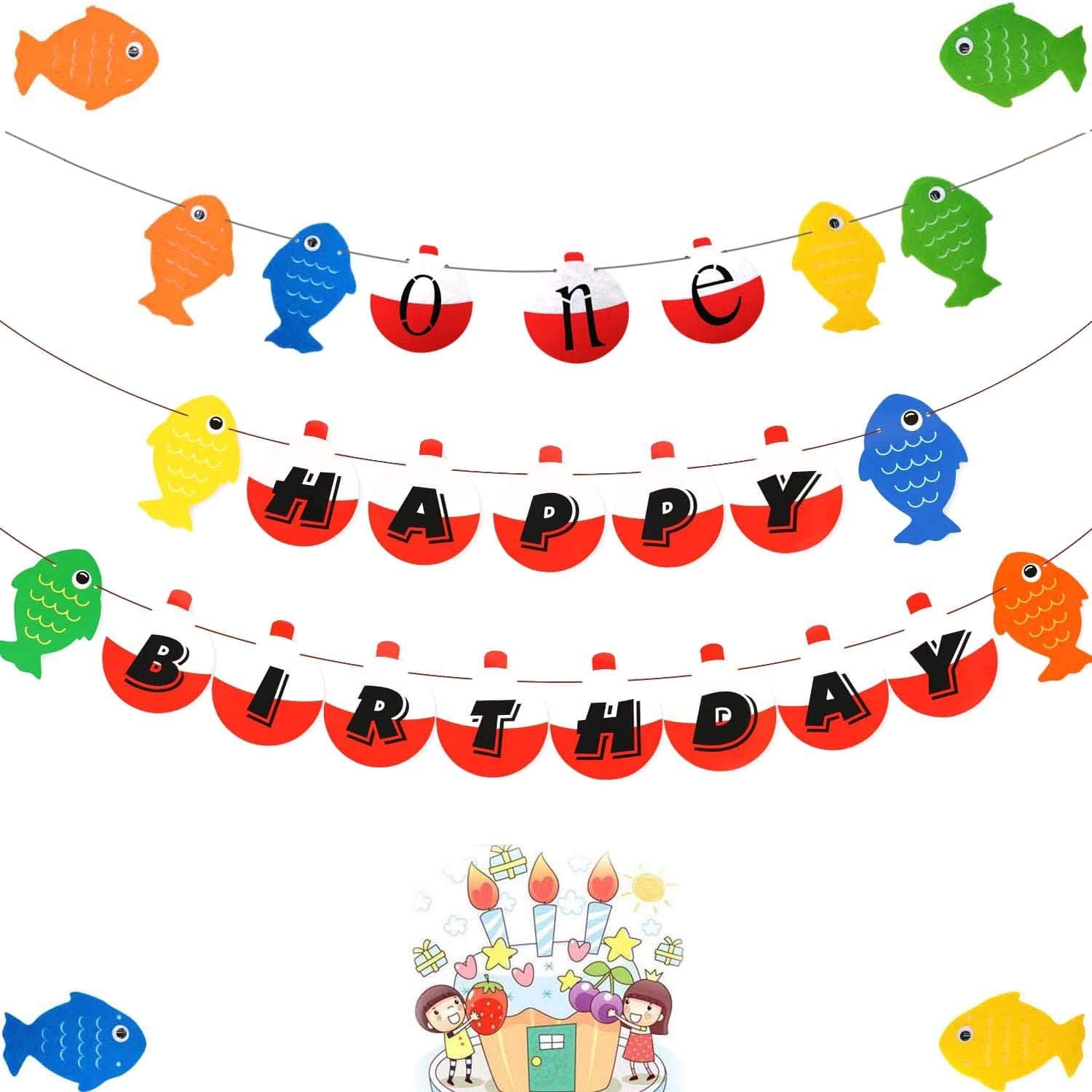 The Big One Fishing Buoy Banner Baby Monthly Photo Banner Small Fisherman Kids Birthday Party Cake Crush Decoration