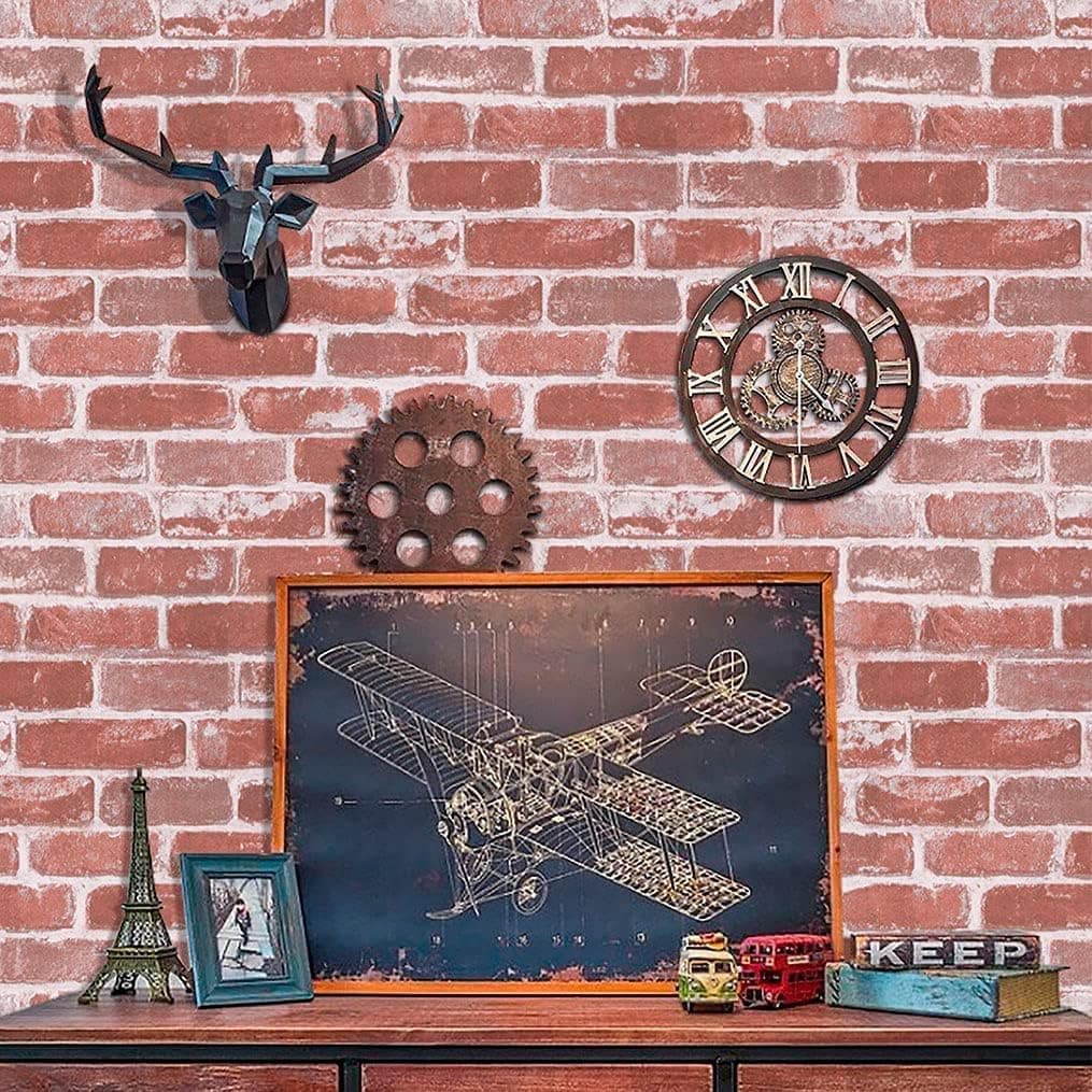 Timeet Red Brick Wallpaper 17.7"×393.7" Peel and Stick Wallpaper Faux Brick Wallpaper Self Adhesive Removable Wallpaper for Bedroom Livingroom Decoration