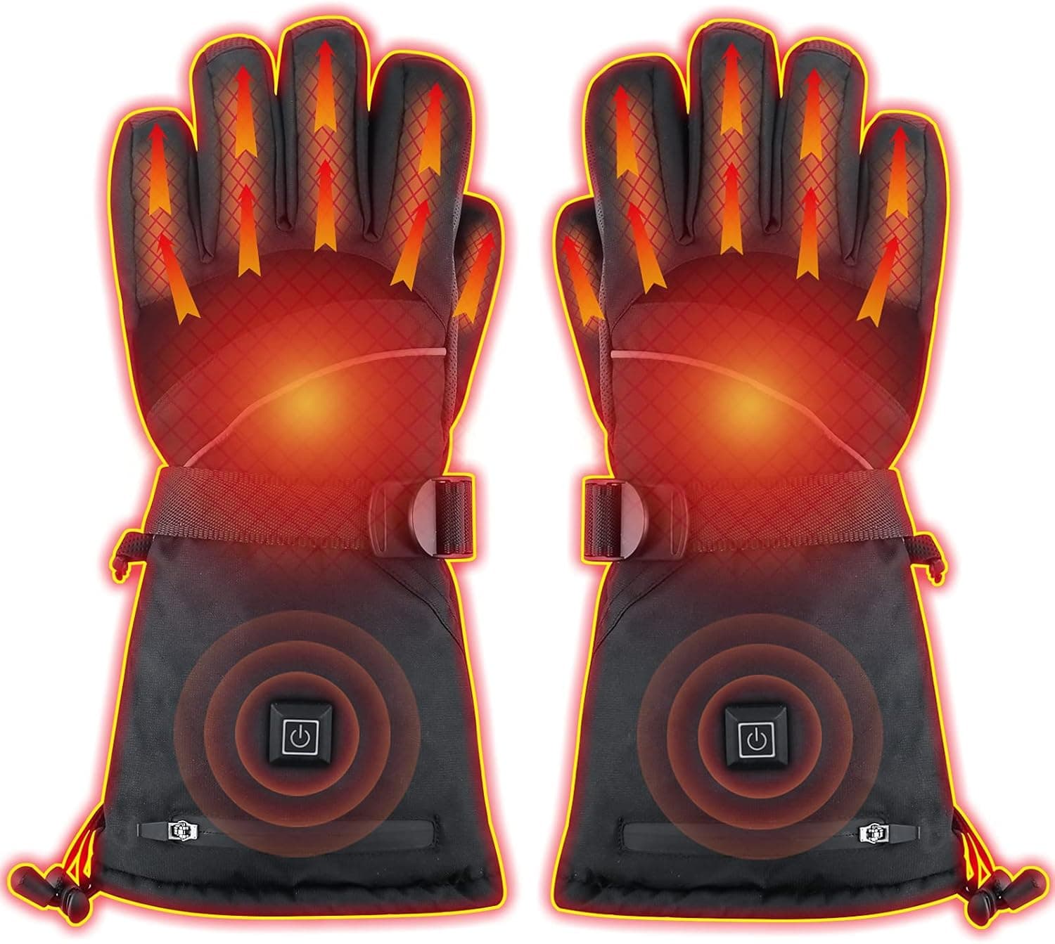 PLYFUNS Heated Gloves, Winter Gloves for Men Women 3 Adjustable Heating Temperature Waterproof Warm Gloves for Hiking/ Fishing/ Skiing/ Camping and Winter Outdoor Sports(L) Black