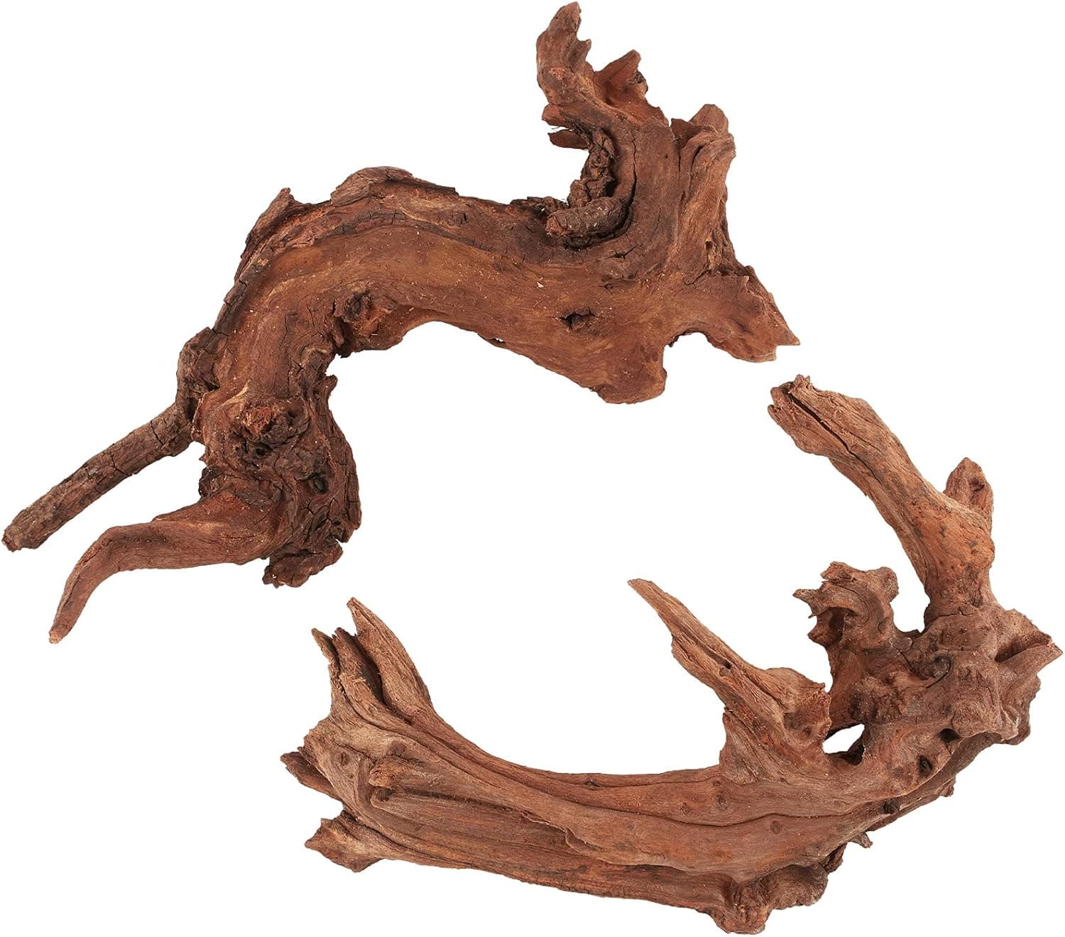 SERJOOC 2Pcs Large Aquarium Driftwood Assorted Natural Wood Branches Fish Tank Decorations Reptile Ornaments (6-10inch)