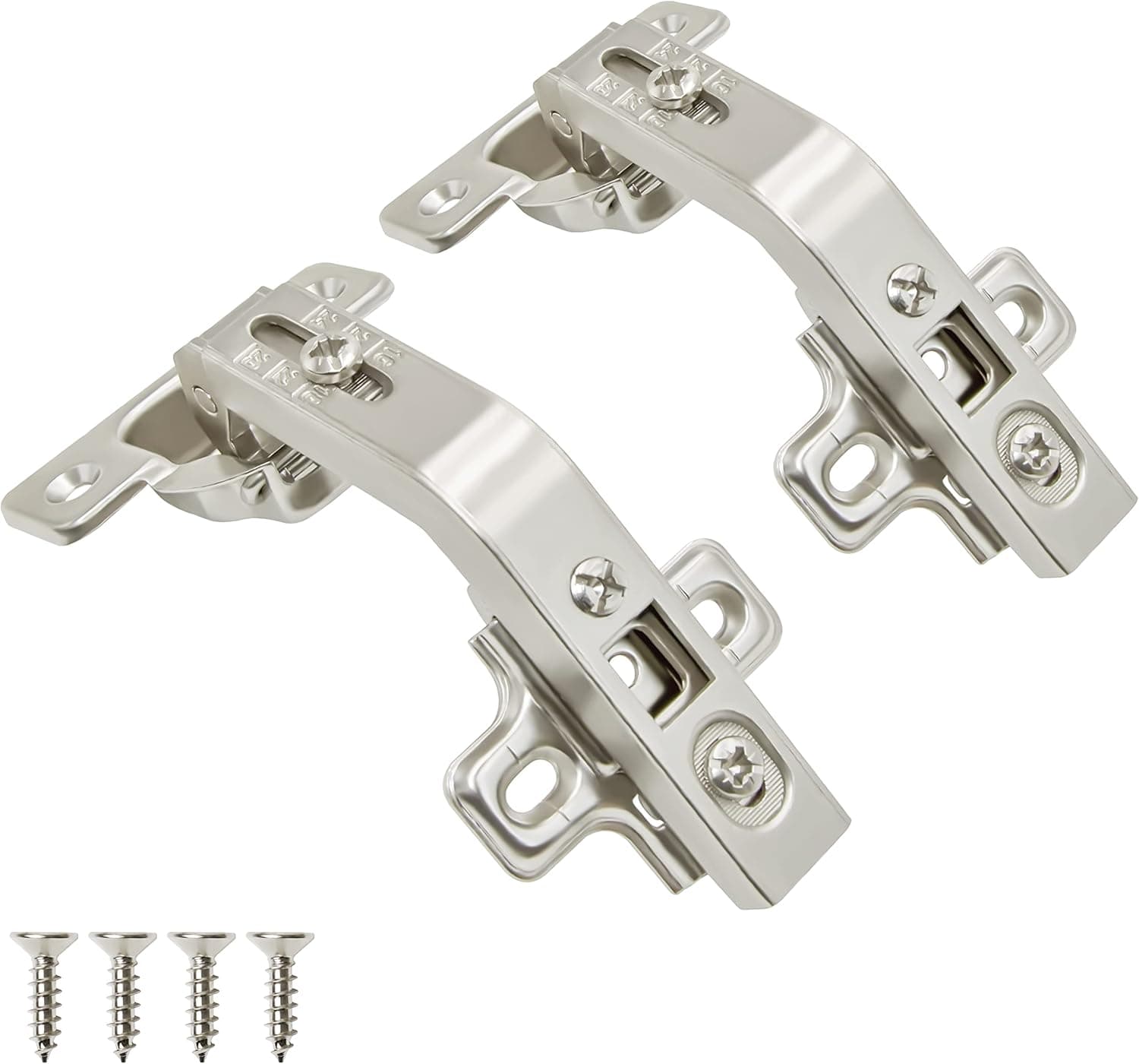 TOUCH Cabinet Hinges (1 Pair, 2 PCS) Frameless 135 Degree Bi-Fold Clip-on Lazy Susan Self Close Cupboard Door 3-Way Adjustable Folding Kitchen Corner Cabinet Hinges with Screws