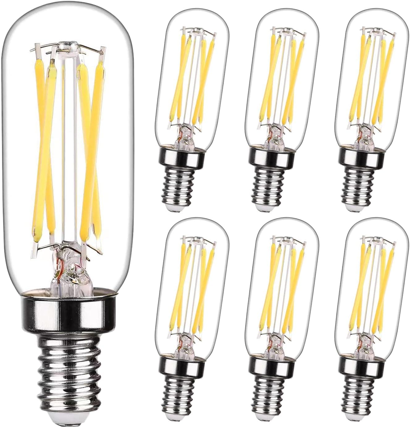 KGC T25/T6 Dimmable LED Ceiling Fan Light Bulbs,Daylight White 5000K, 5.5W Equivalent to 60W 600LM E12 Candelabra Bulb for Chandeliers,Ceiling Fan,Pendant,Wall sconces, Clear Glass 6Pack
