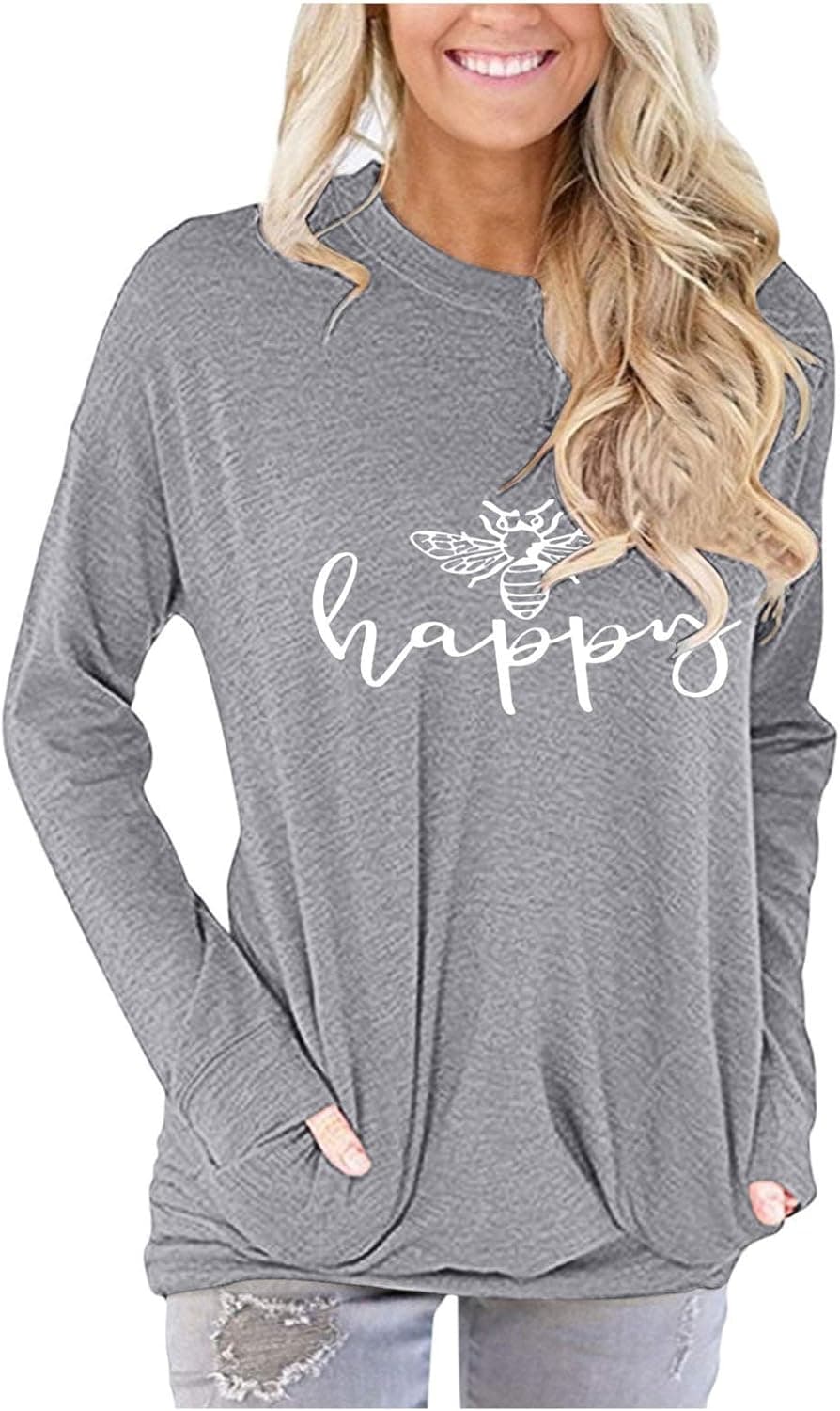 Gemira Tank Tops for Women Plus Size with Sayings - Be Happy - Crew Neck Sleeveless Tee Tops Tunics T-Shirts Blouses
