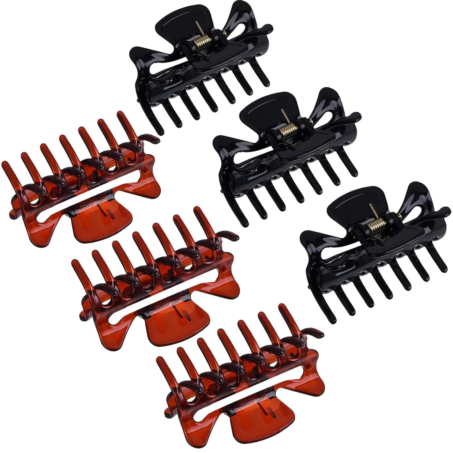 Pack of 6 Plastic Hair Clips Claw Women's Hair Claw Clips Hairpin (Black and Brown)