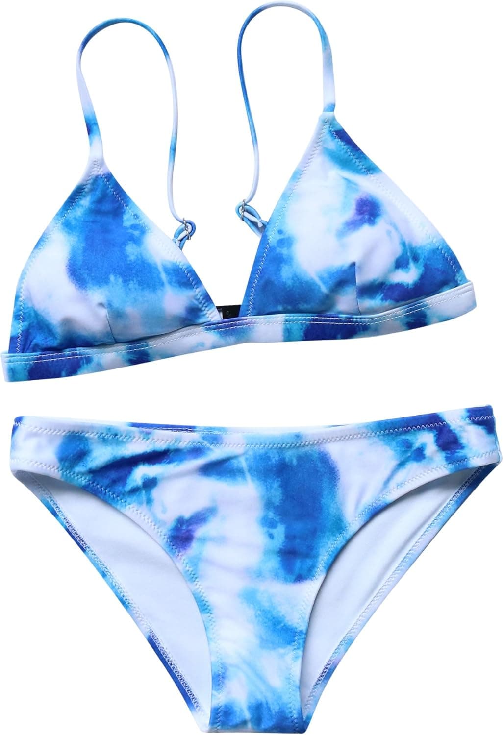 MOSHENGQI Women Padded Printing Sexy Triangle Bikini Set 2 Pieces Swimsuit Bathing Suit(L,Blue)