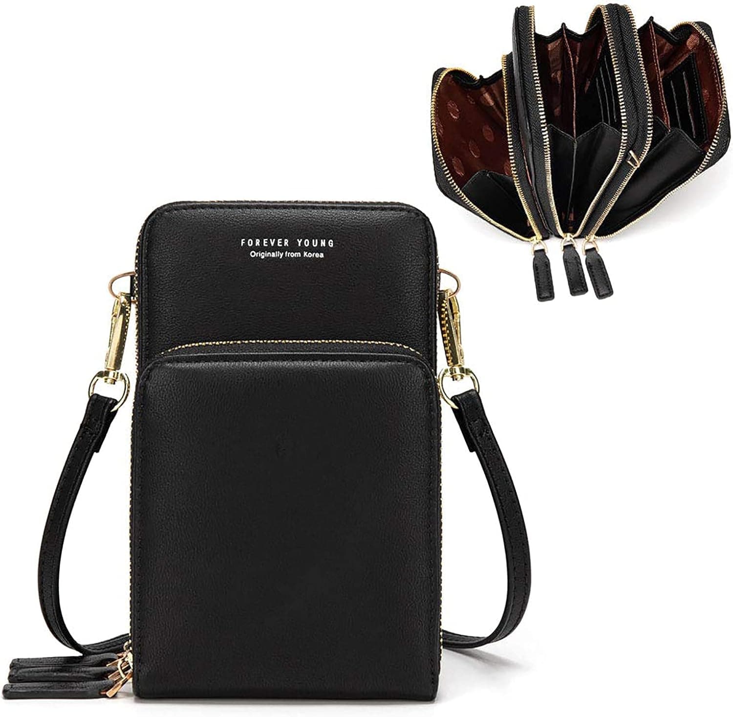 KingTo Women's Small Crossbody Cell Phone Purse, Lightweight Shoulder Handbags Phone Wallet Bag with Credit Card Slots