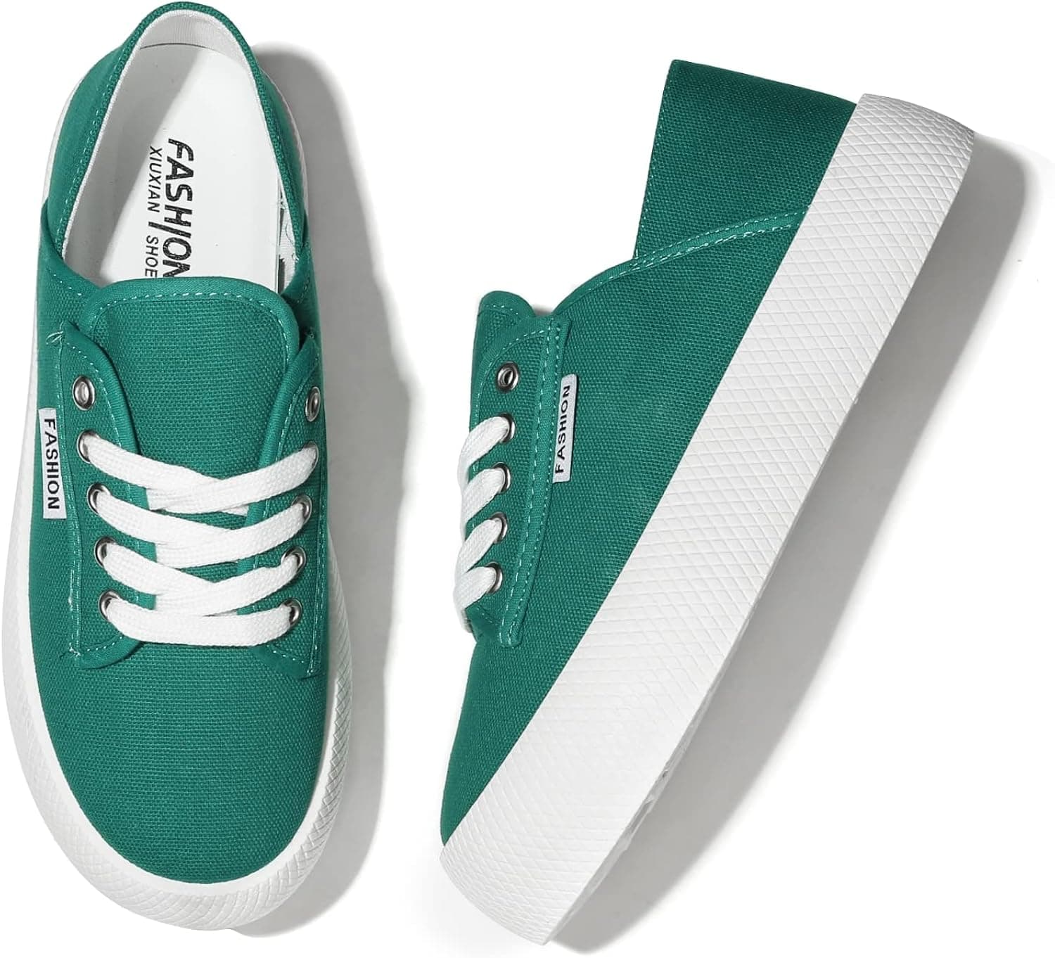 Slocyclub Women's Canvas Shoes Low Top Sneaker Lace up Canvas Shoes Upgraded Thick Soled Memory Foam Loafers Fashion Comfortable for Walking