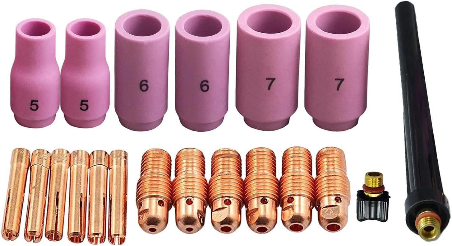 RIVERWELD TIG Collet Bodies 13N27 13N28 13N29 Alumina Nozzles 13N09 13N10 13N11 Collets Back Cap Kit Fit SR WP 9 20 25 TIG Welding Torch 20pcs