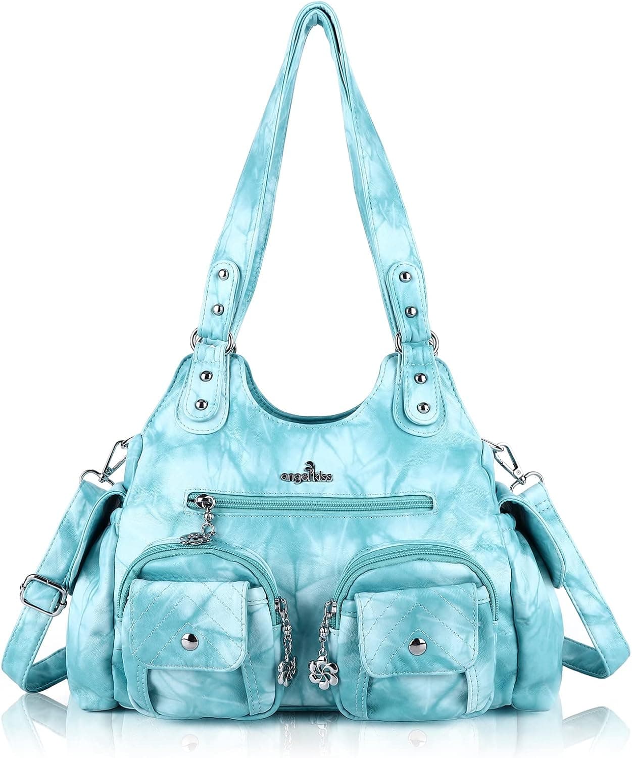 Angel Kiss Handbags for Women Hobo Bags for Large Tote Bag Soft PU Leather Multi-Pocket Shoulder Bag Top Handle Handbag