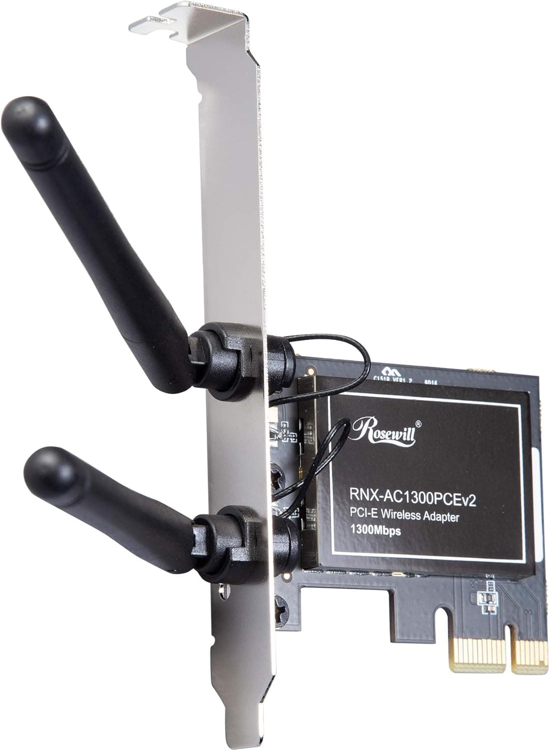 Rosewill High-Speed WiFi Card 1300Mbps Dual Band 5.8GHz / 2.4GHz Wireless PCIE Adaptor for Desktop PC, Windows 10 Compatible, Ideal for Streaming and Online Gaming - RNX-AC1300PCEv2