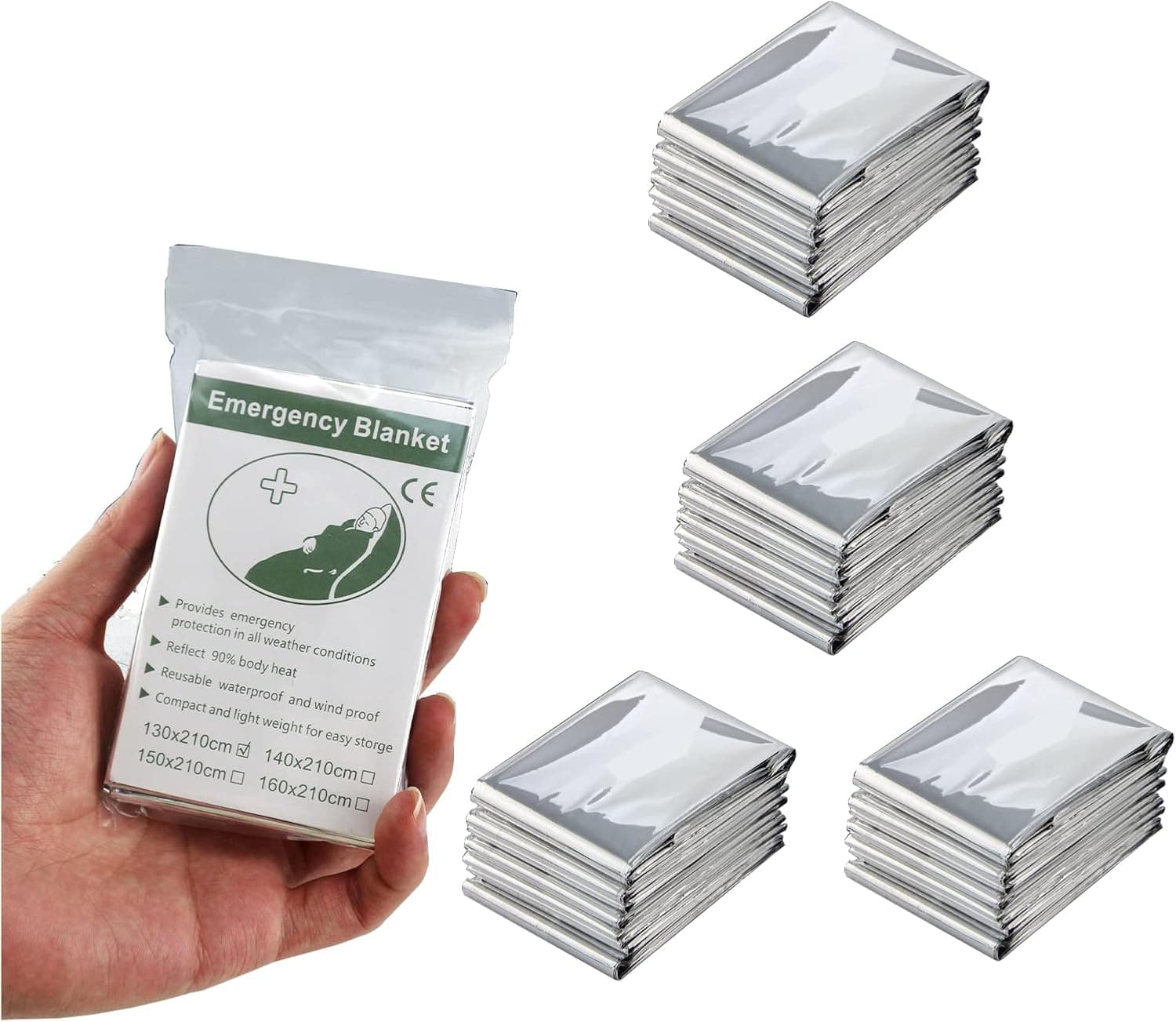 ZISHU Emergency Blankets for Survival, 4pk of Gigantic Space Blanket. Comes with Large Mylar Blankets, The Best Thermal Space Blankets Survival Heavy Duty.
