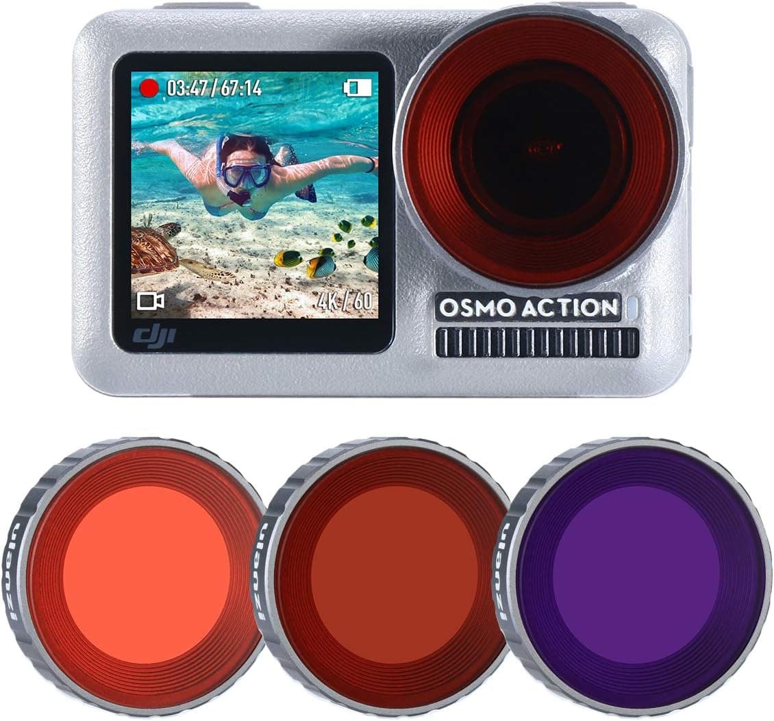 ULANZI OA-9 3 Pack OSMO Action Diving Filter for DJI Osmo Action Camera Accessories Super Suit Dive Housing – Red, Purple, Magenta Diving Filters for Underwater Video and Photographers
