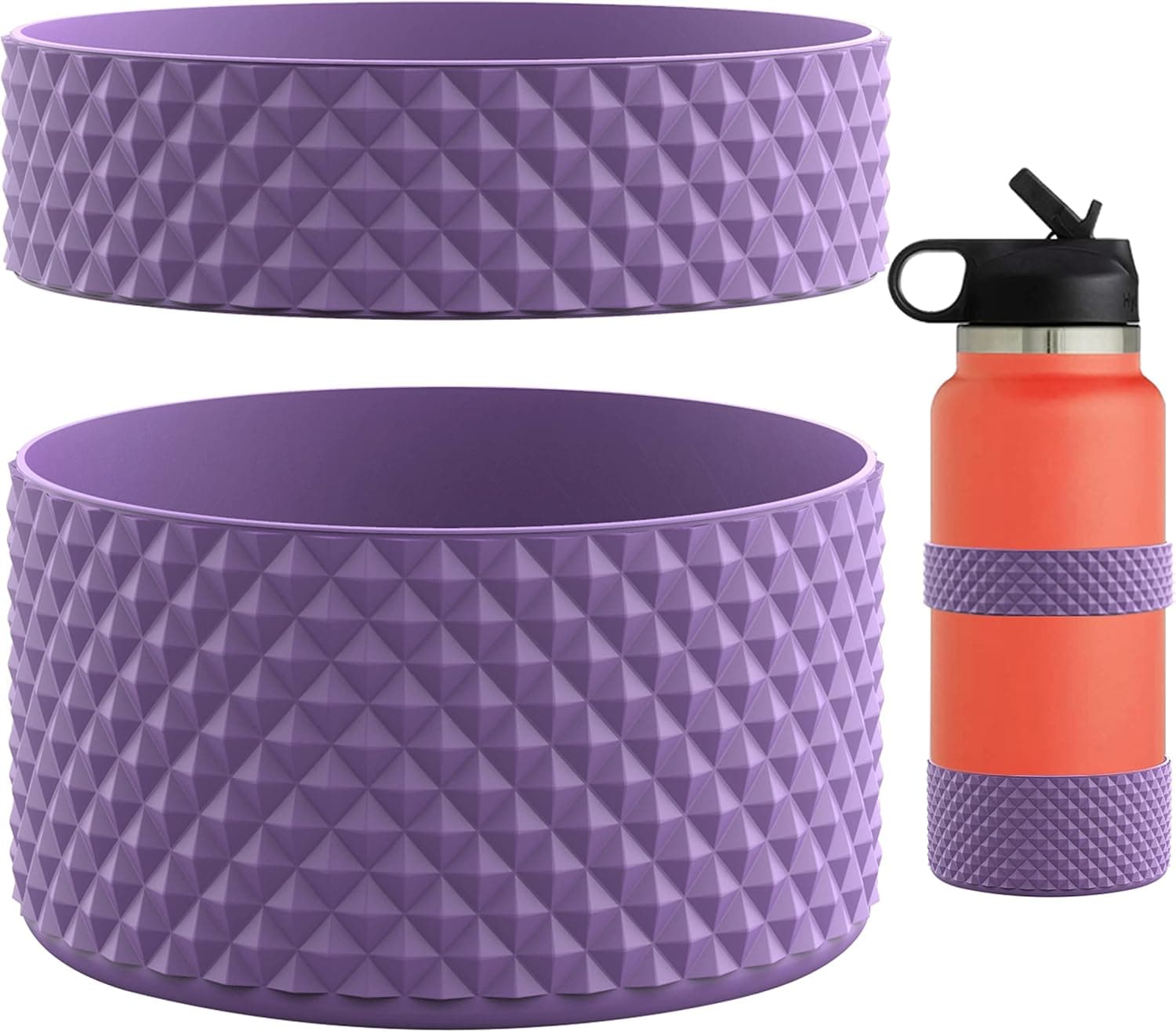 Water Bottle Boot,Double Protective Diamond Texture Silicone Boot Protector 12oz-40oz Hydro Sport Flask and More Water Bottles Anti-Slip Flex Boot Bottom Sleeve Cover