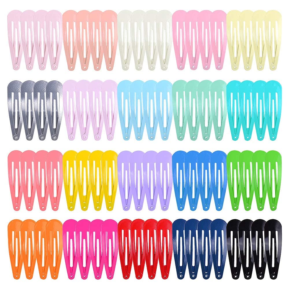 80Pack Solid Candy Color Snap Hair Clips 2 Inch Barrettes for Women