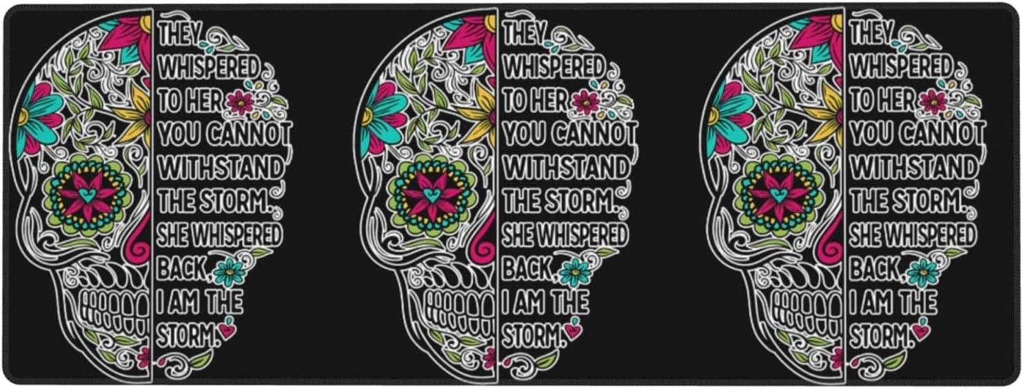 Wisedeal Large Gaming Mouse Pad I Am The Storm Sugar Skull Mouse Pad Rubber Keyboard Pad Desk Pad for Keyboard and Mouse Desk Pad Protector for Home and Working Office Desk Mat