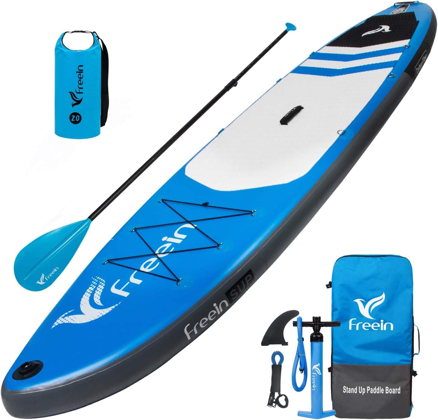 Freein Explorer SUP Inflatable Stand Up Paddle Board ISUP 10'2''/11 ft Long 33" Wide with Sport Camera Mount Package