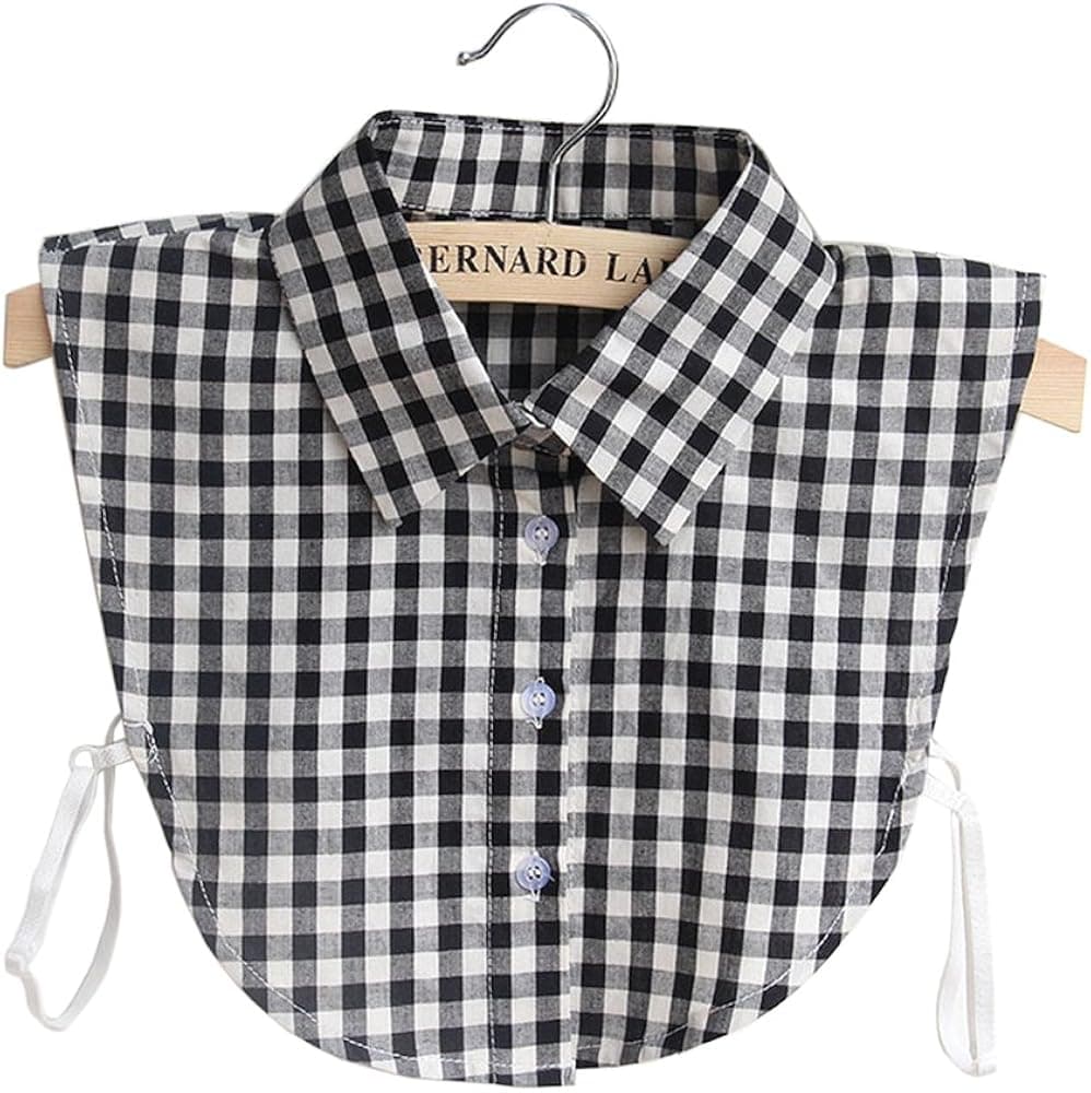 Vpang Women's Stylish Detachable Half Shirt Blouse False Collar Plaid Shirt Collar Fake Collar Dickey Collar