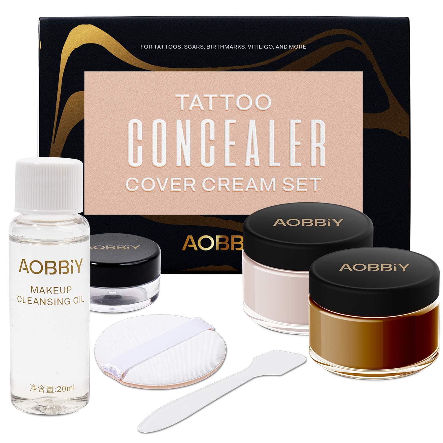 AOBBIY Waterproof Tattoo Concealer, Up-Version Tattoo Concealer Makeup, Waterproof, Matches Skin Color Perfect, Immediate Effect, and Easy To Use. Skin Concealer for Men and Women. 30 G.