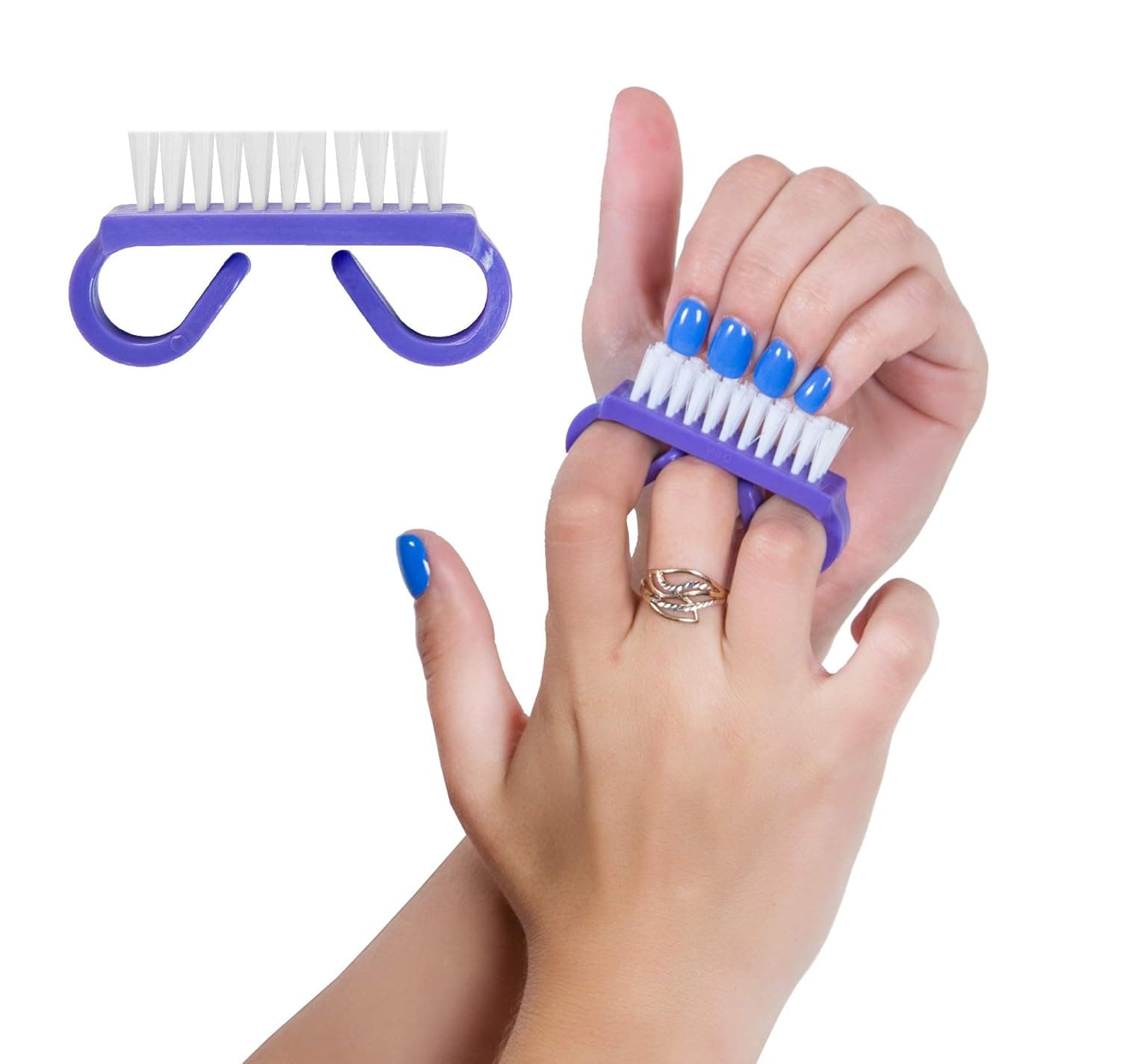 Dukal Reusable Nail Brushes. Pack of 50 Plastic Purple Brushes with Nylon Bristles for Fingernails. 3 Rows of Bristles, Purple Handle. Finger Nail Brush Cleaner. Nail Cleaner Brush, NB3381