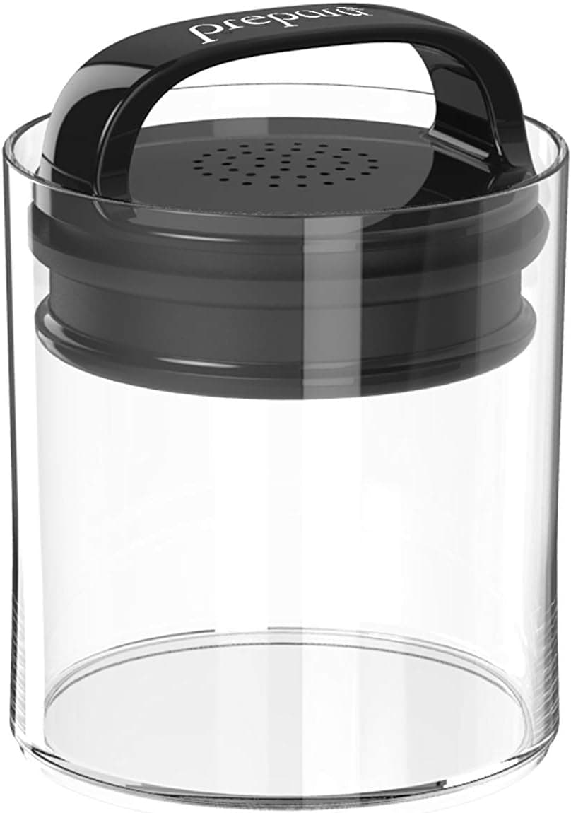 Prepara Evak Fresh Saver, Small-Short Airless Canister with Black handle, 0.5 Quart, Clear