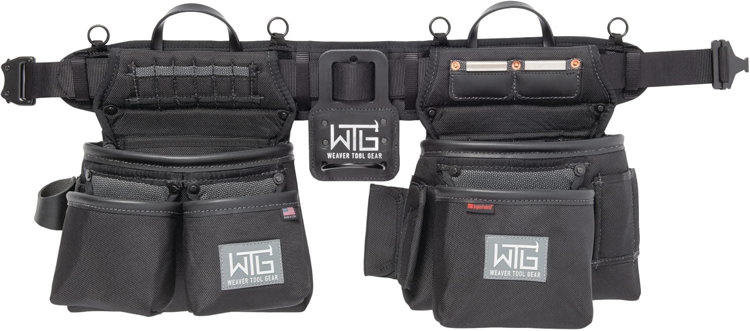 Weaver Tool Gear Super Framer Tool Belt - Heavy-Duty, Durable, and Construction Grade - Designed for Framers by Framers - Made in the USA for Lasting Quality (Large/Extra Large, Black Nylon)