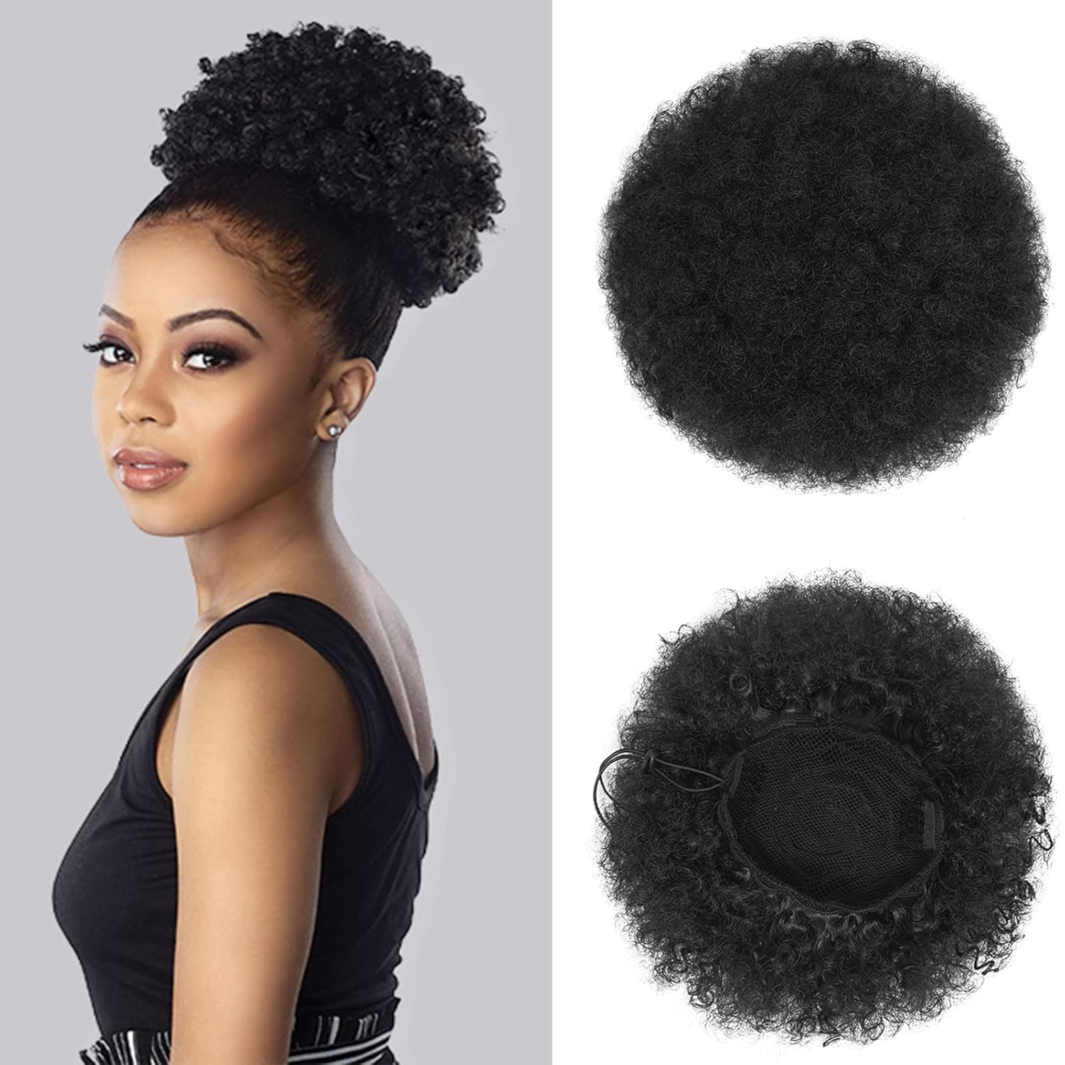 Wallden Hair Afro Puff Drawstring Ponytail Kinky Curly Hair Synthetic Short Extensions Hairpieces Updo Hair for Black Women (2#)