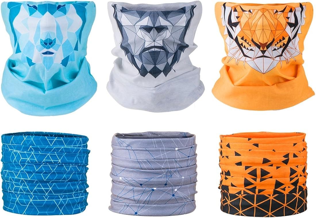 808 Ave. Men's Motorcycle Face Mask - Seamless Tube Headband Biker Apparel Multi-Functional Neck Gaiter Bandana Balaclava Head Scarf for Outdoor Skiing, Fishing, Hunting Face Mask - Set of 6