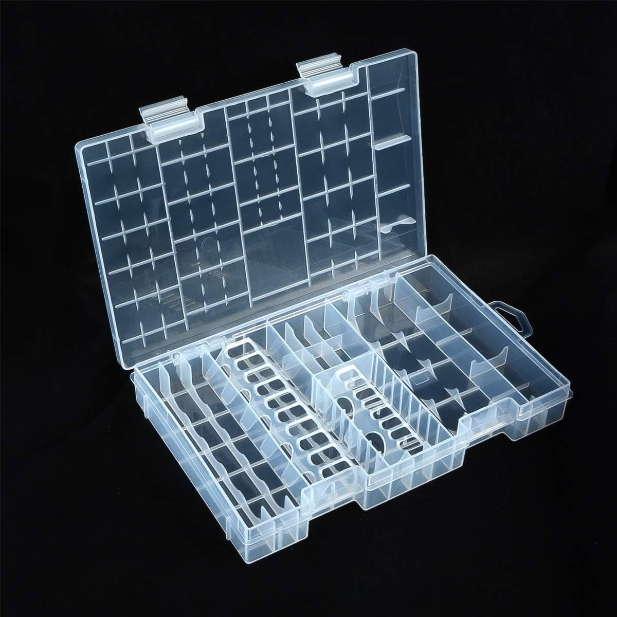 YXQ 47 Batteries Organizer Storage Case Box Holder Clear Plastic Container Portable- Holds 16 AAA+20 AA+ 2 9V+5 C+4 D Various Sizes and Tester