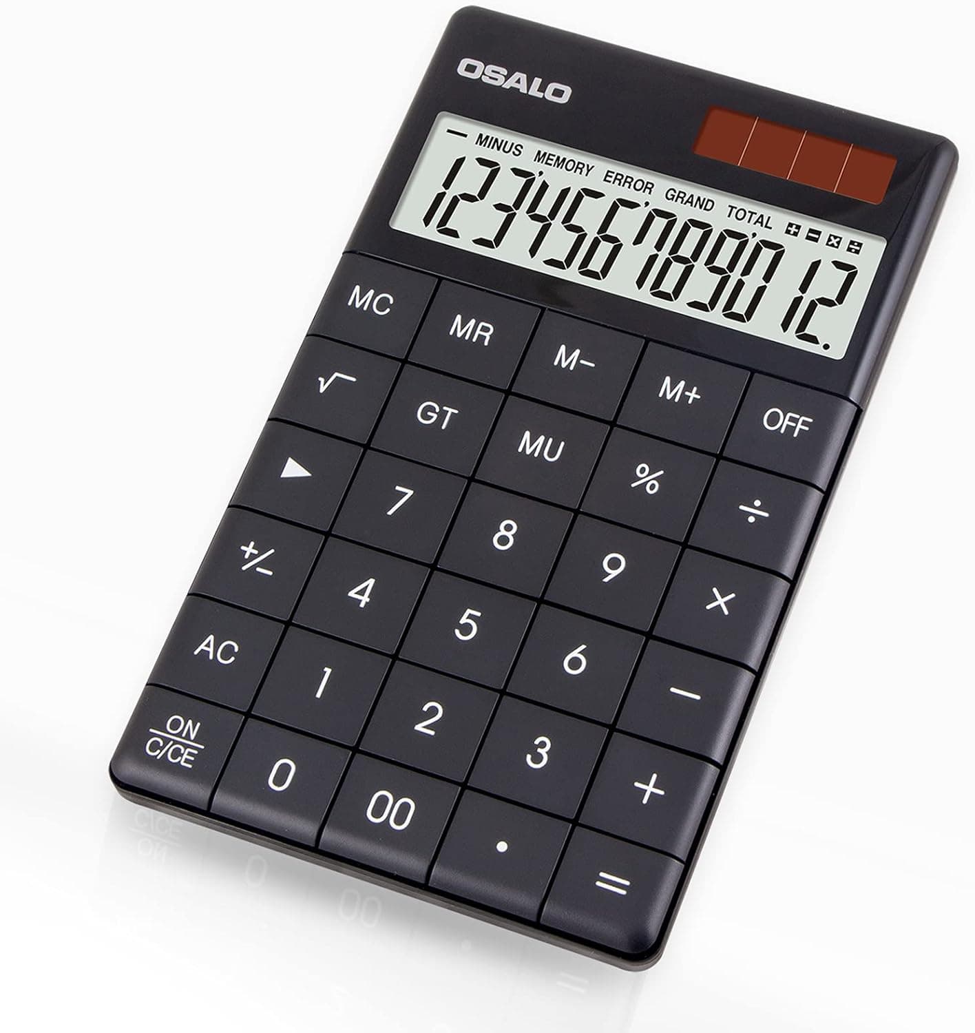 TuHeeHuT Elegant Design Desktop Calculator with 12-Digit Large Display, Solar and Battery Dual Power with Sensitive Button, Standard Basic Electronic Calculator for Office, School, , Business (Black)